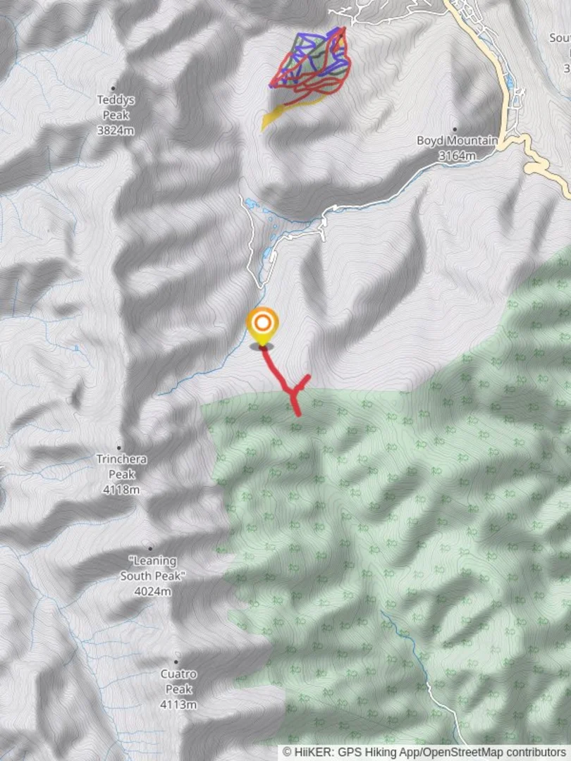 An image depicting the trail North Fork Out and Back and its surrounding area.