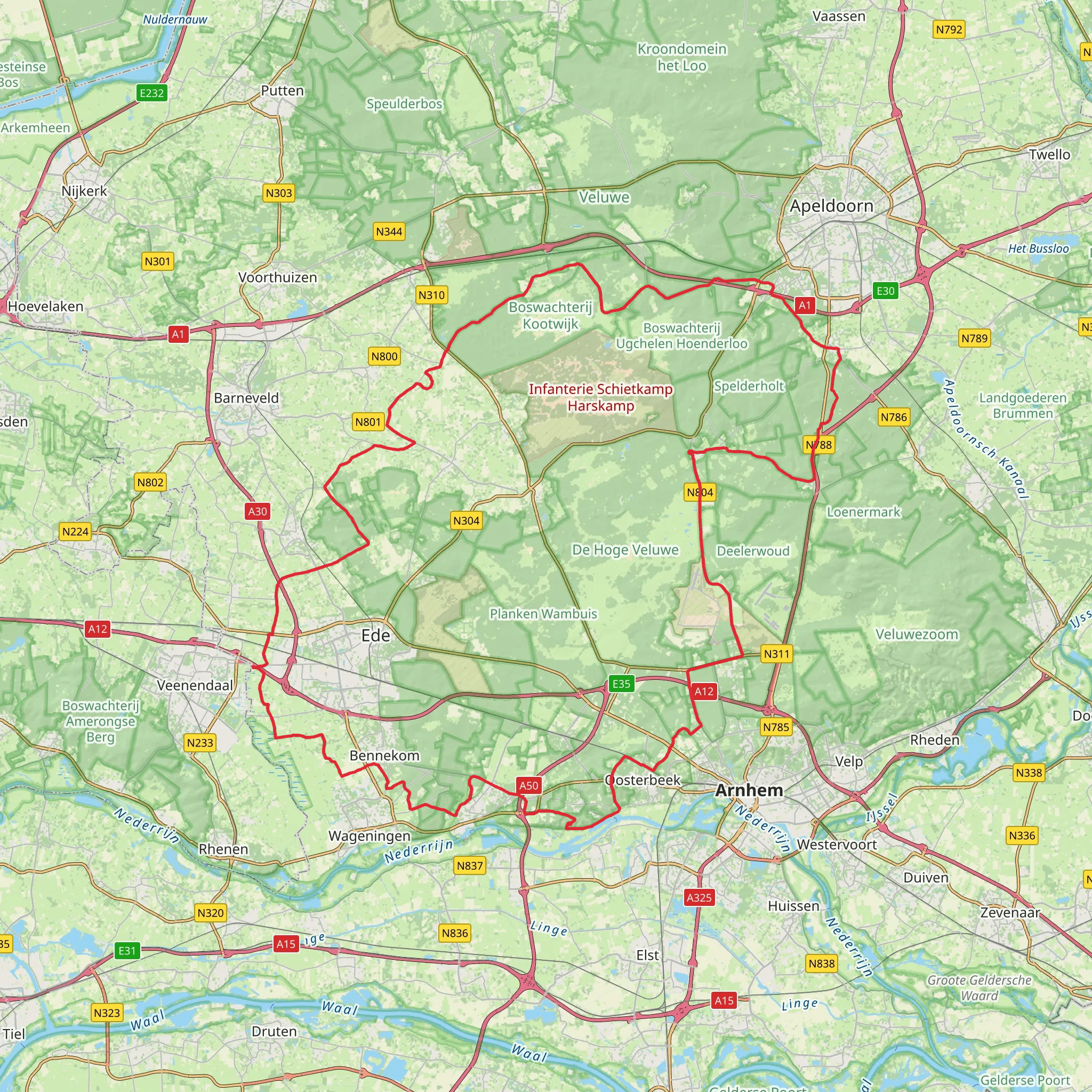 Zwarteweg, Valkseweg and Hoog Buurloseweg Loop mobile static map