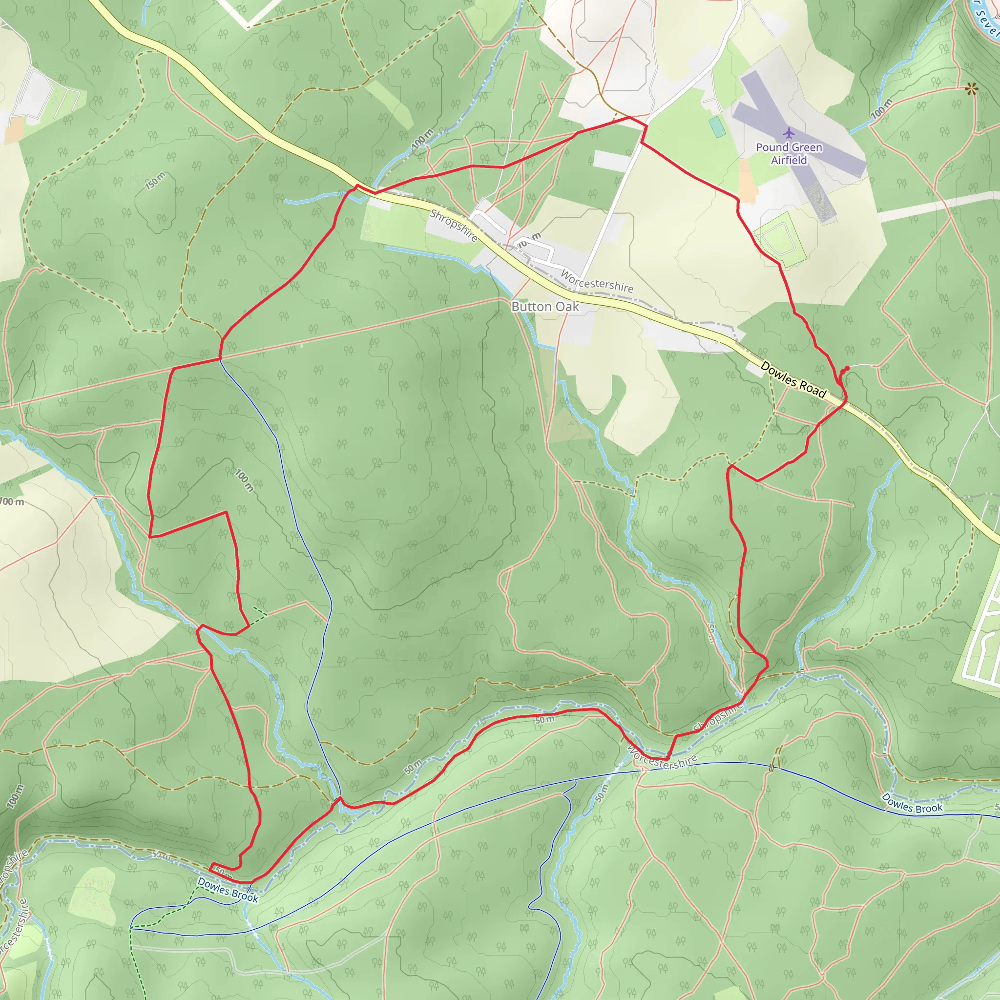 Pound Green and Dowles Brook from Hawkbatch mobile static map