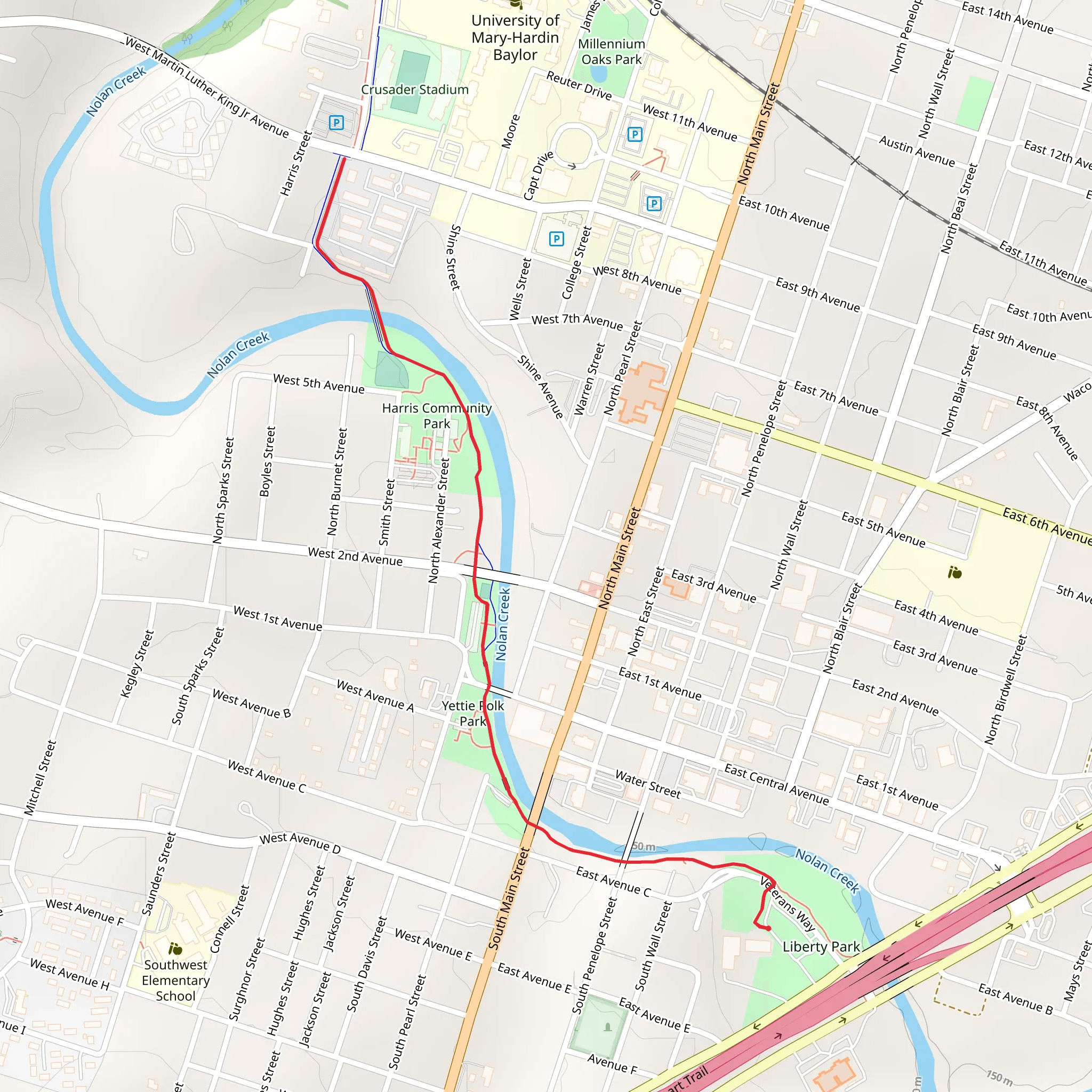 Nolan Creek Path from Liberty Park mobile static map