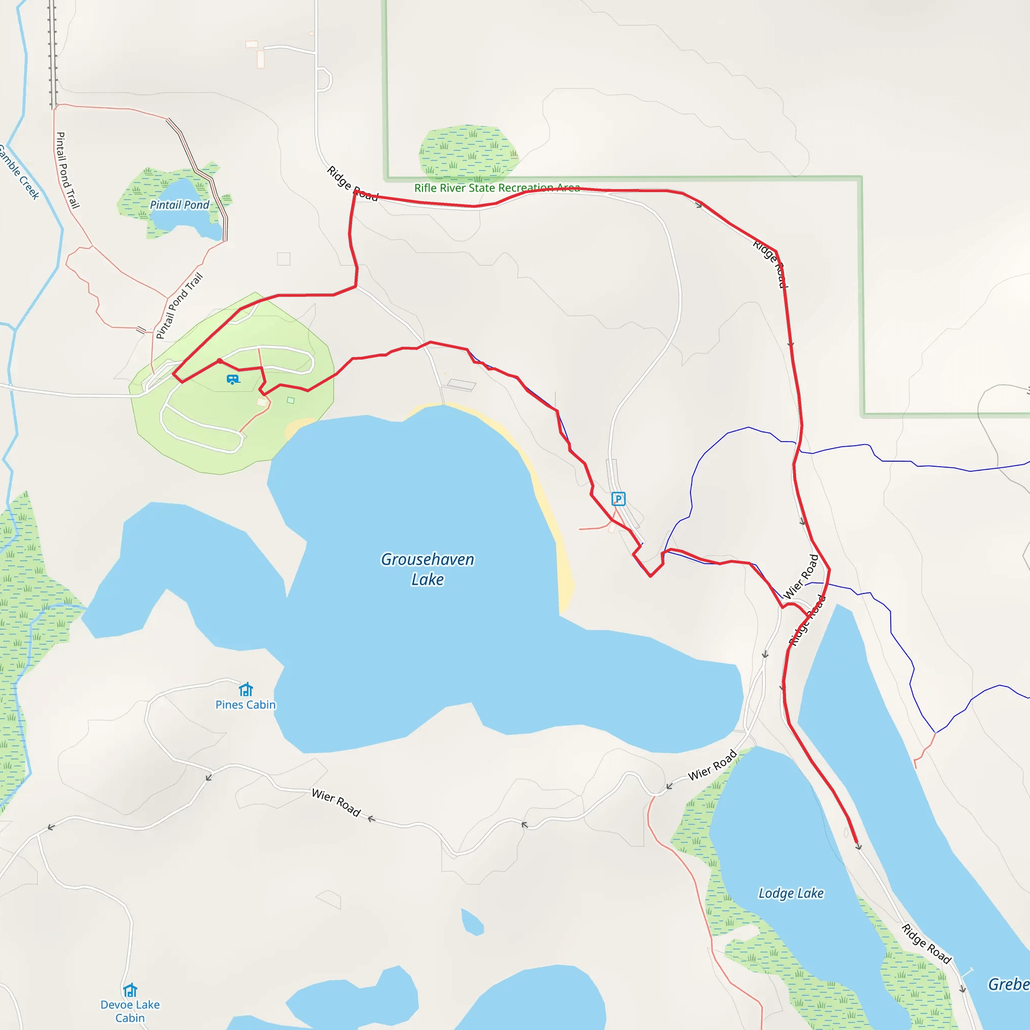 Grousehaven Lake and Lodge Lake Loop mobile static map