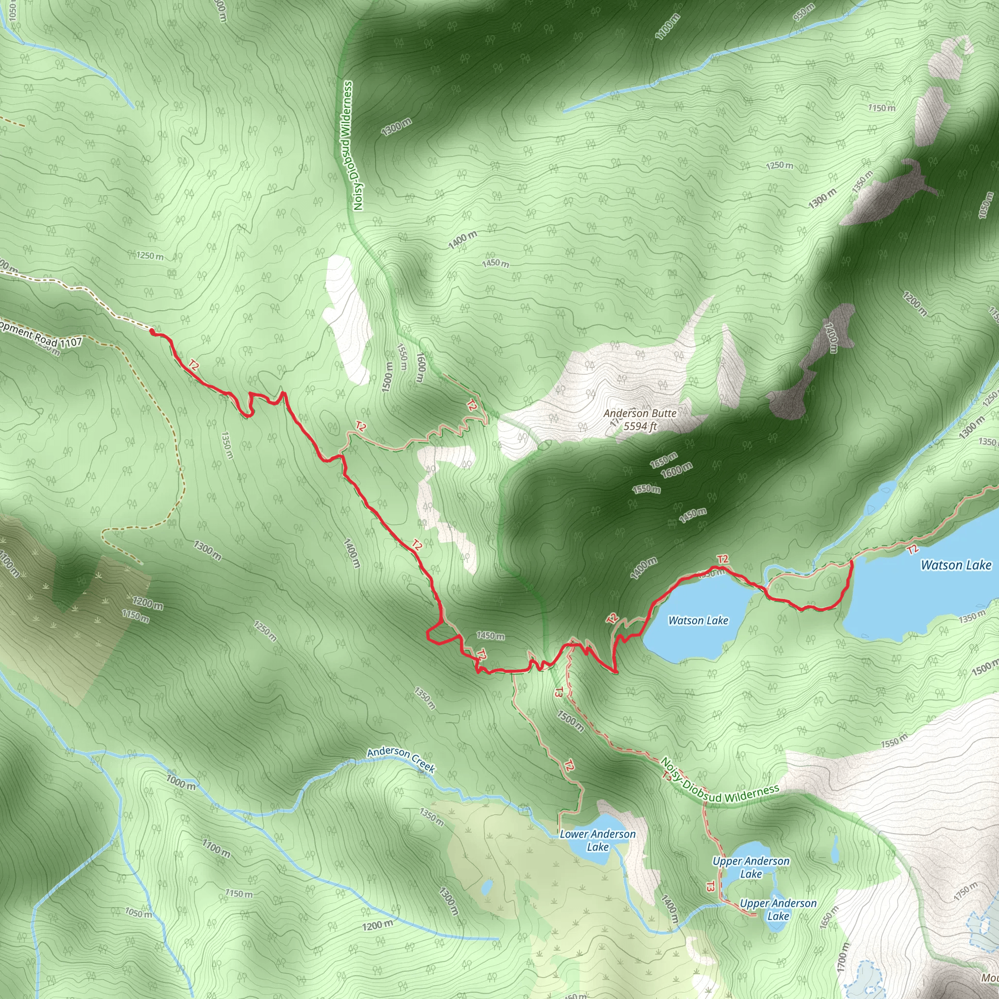 Watson Lakes Trail mobile static map
