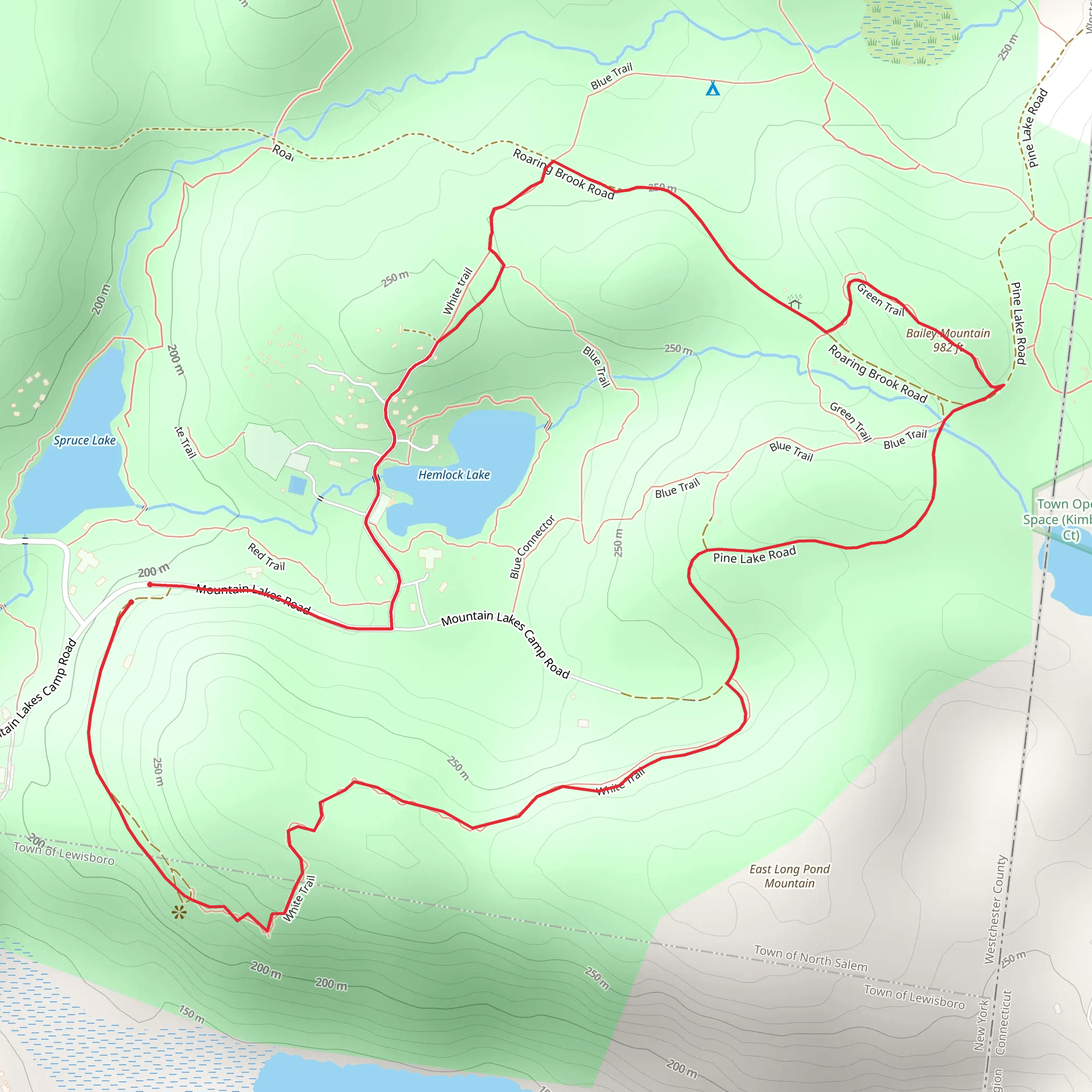 Mountain Lakes Park Loop via Hemlock Lake Trail mobile static map