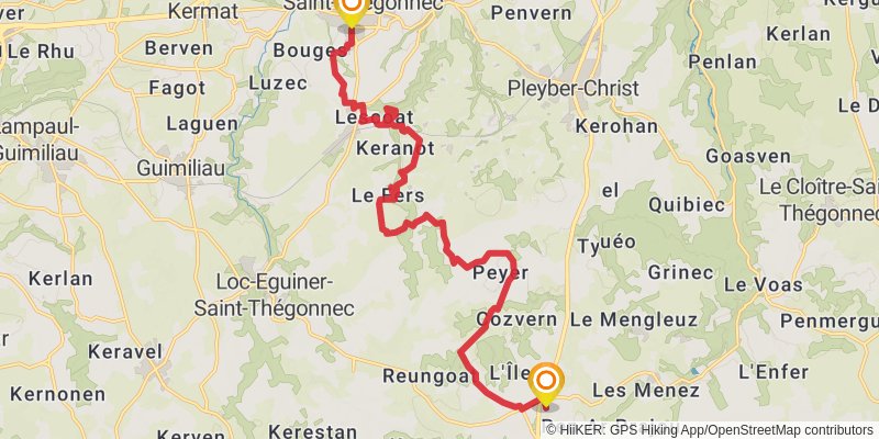 GR 380 - Tour des Monts d'Arrée stage 10 Map
