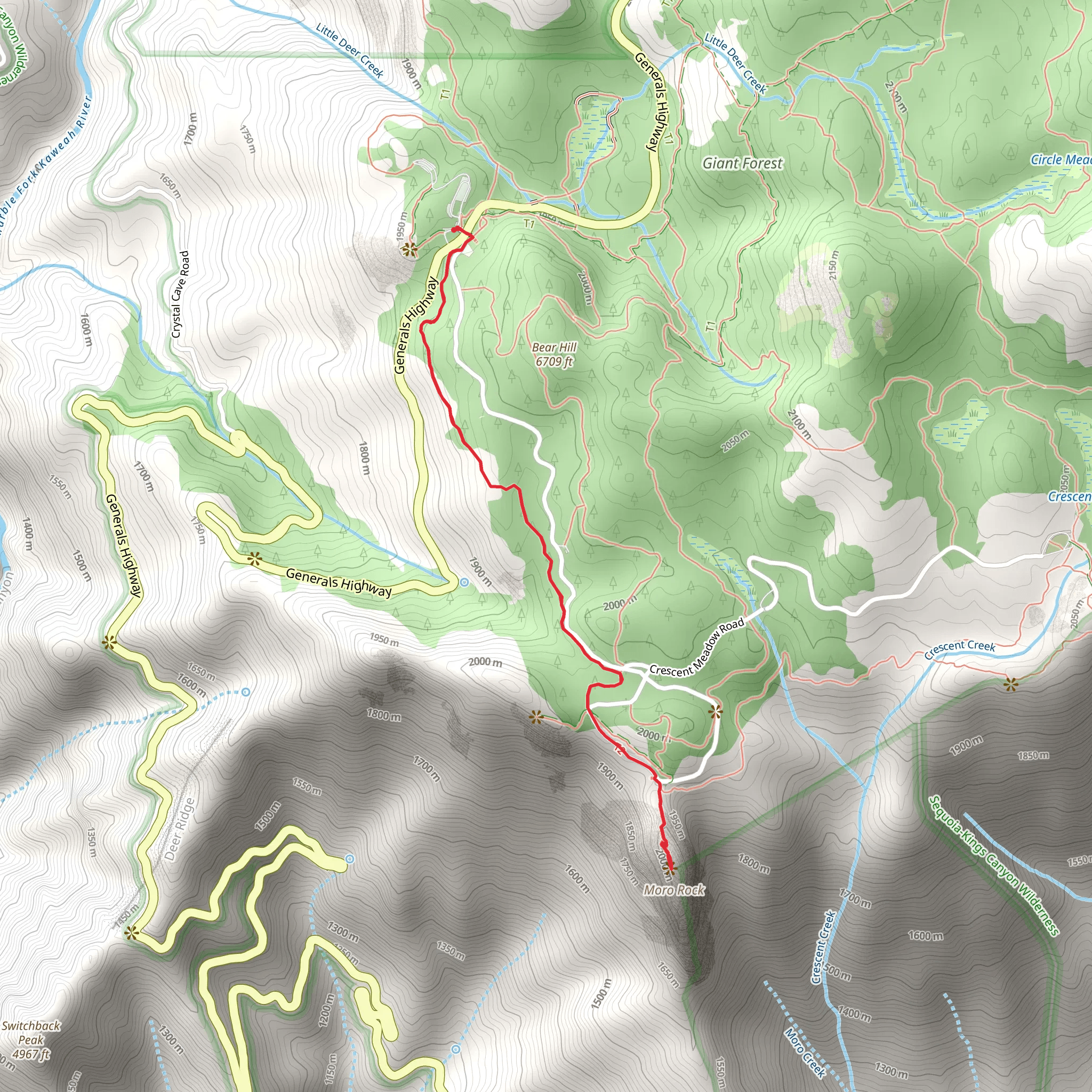 Moro Rock Trail - Long mobile static map