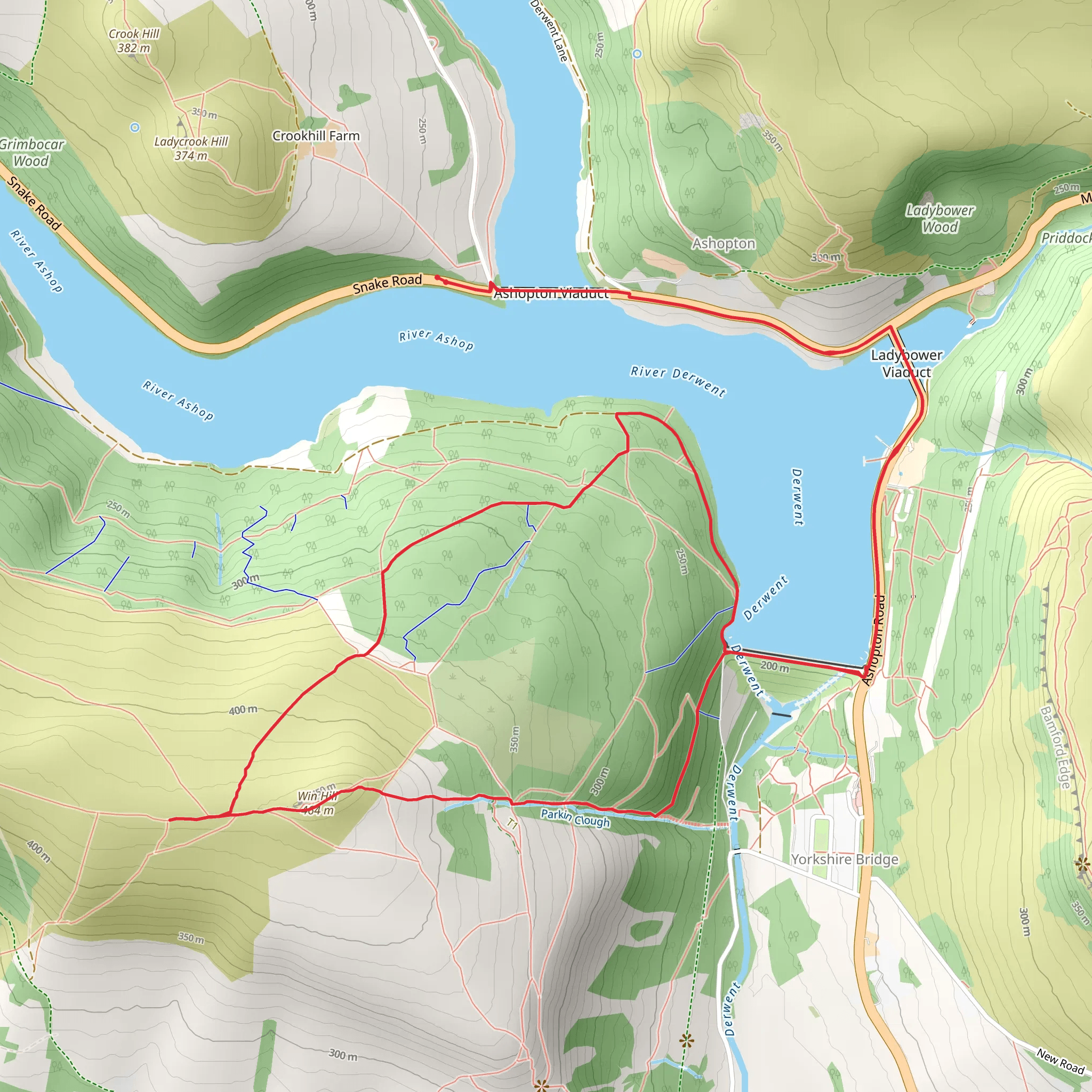 Ladybower Brook and Win Hill mobile static map