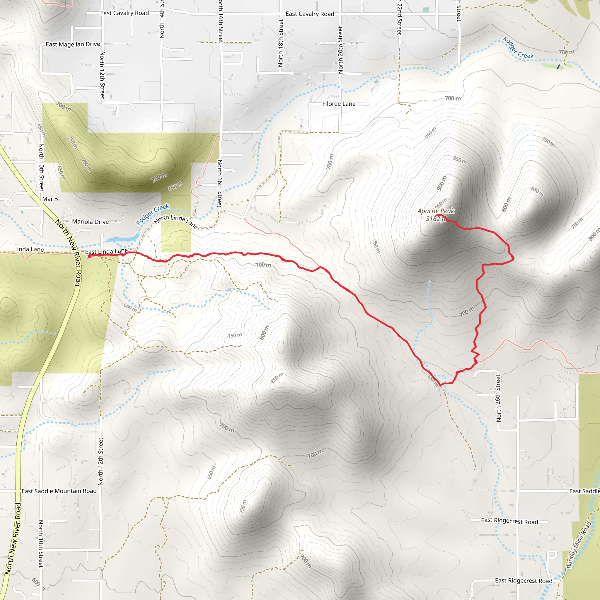 Apache Peak via Maricopa Trail mobile static map
