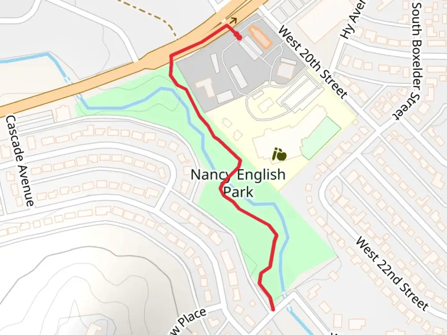 An image depicting the trail Nancy English Park - Garden Creek Park and its surrounding area.
