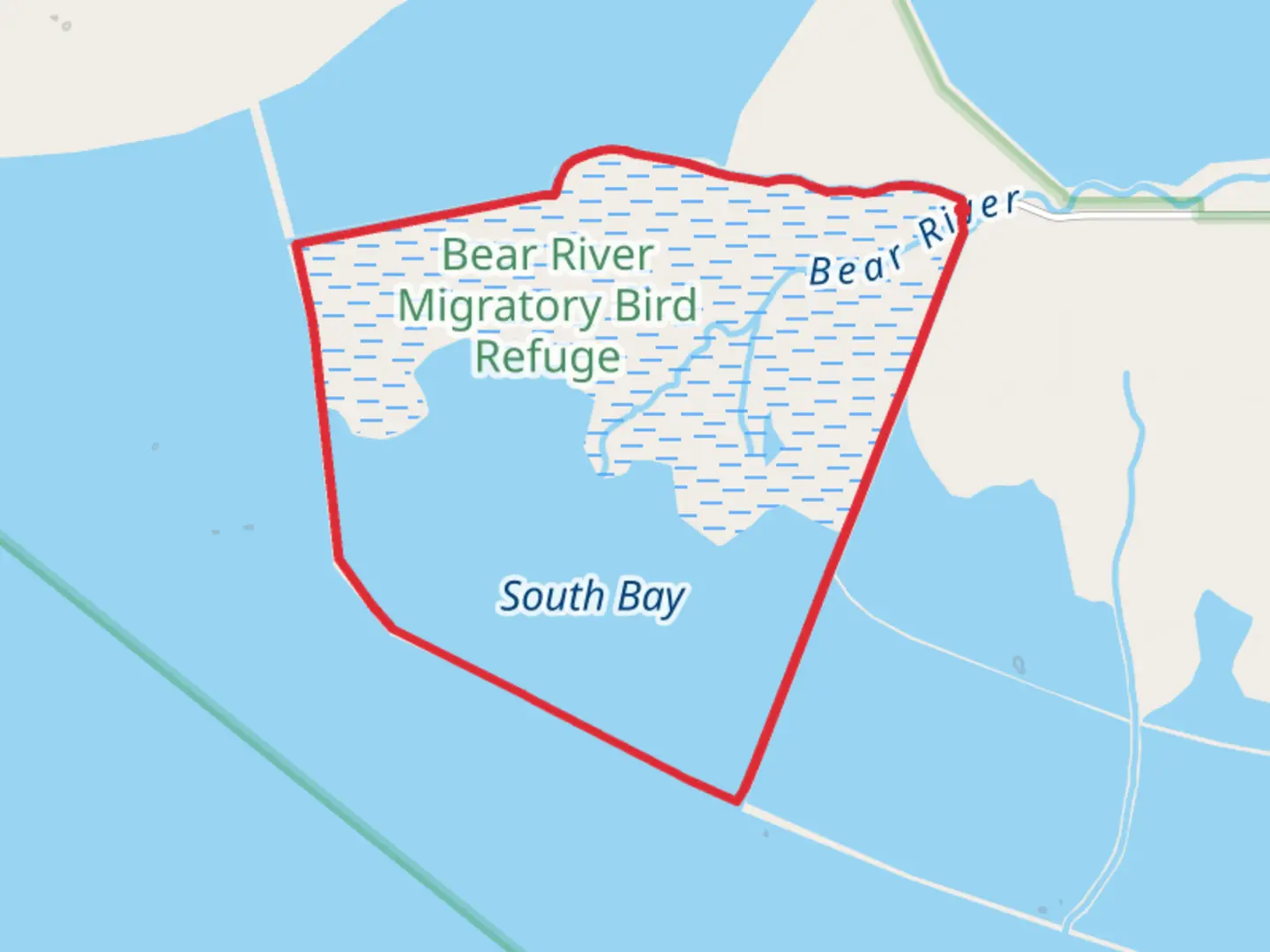 An image depicting the trail Bear River Migratory Bird Refuge Auto Tour Route Loop and its surrounding area.