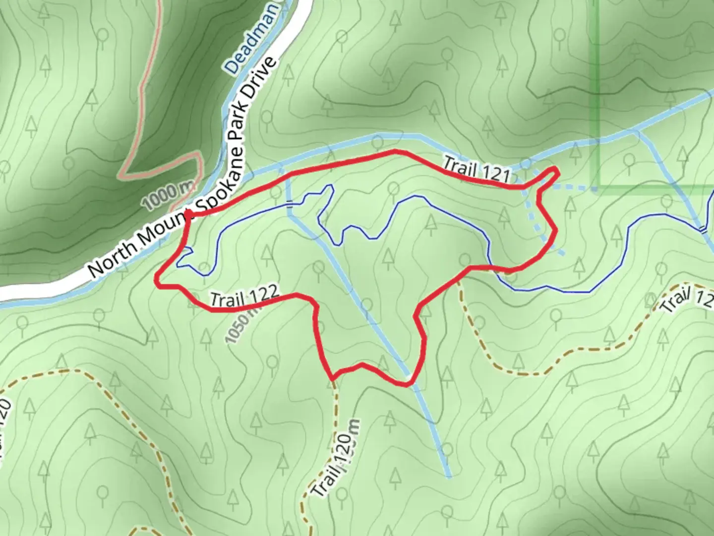 An image depicting the trail North Mount Spokane Park Drive Loop - South and its surrounding area.
