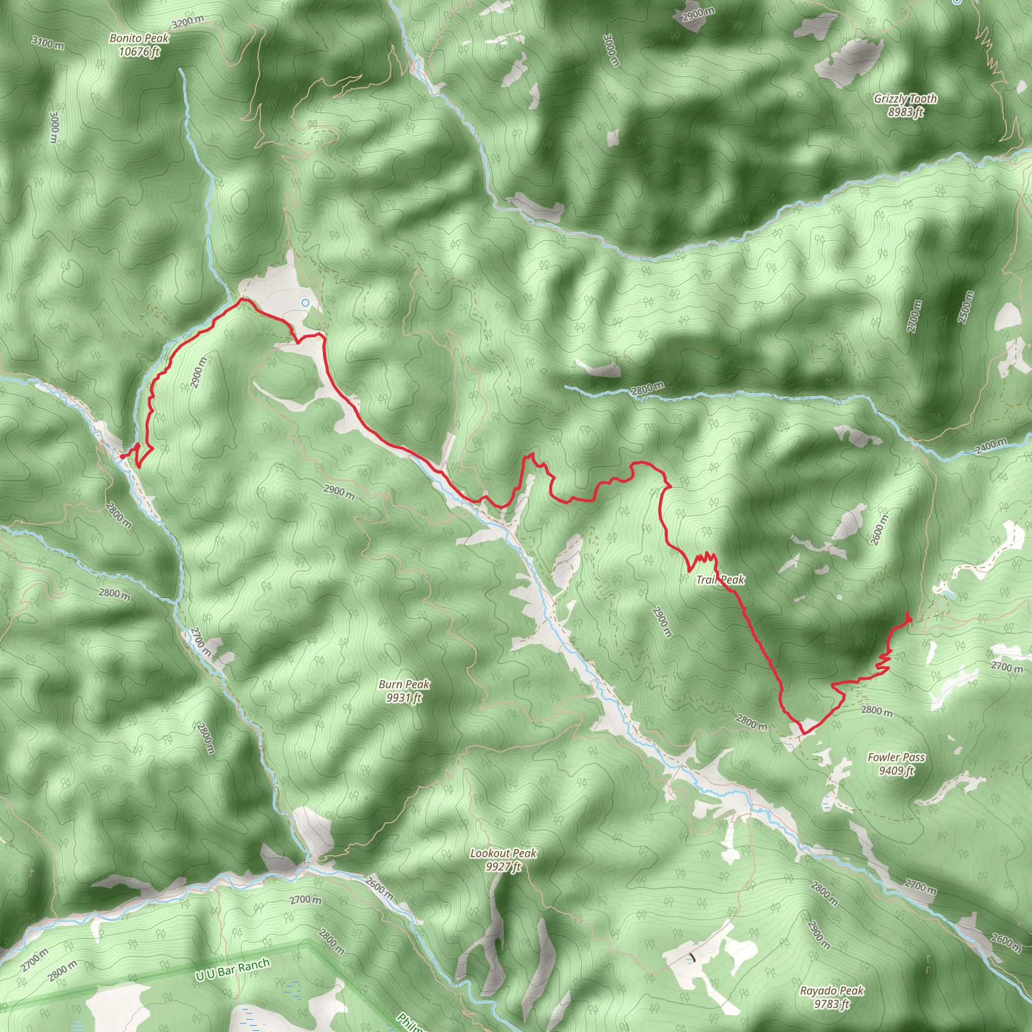 Trail Peak via Bonito Creek mobile static map