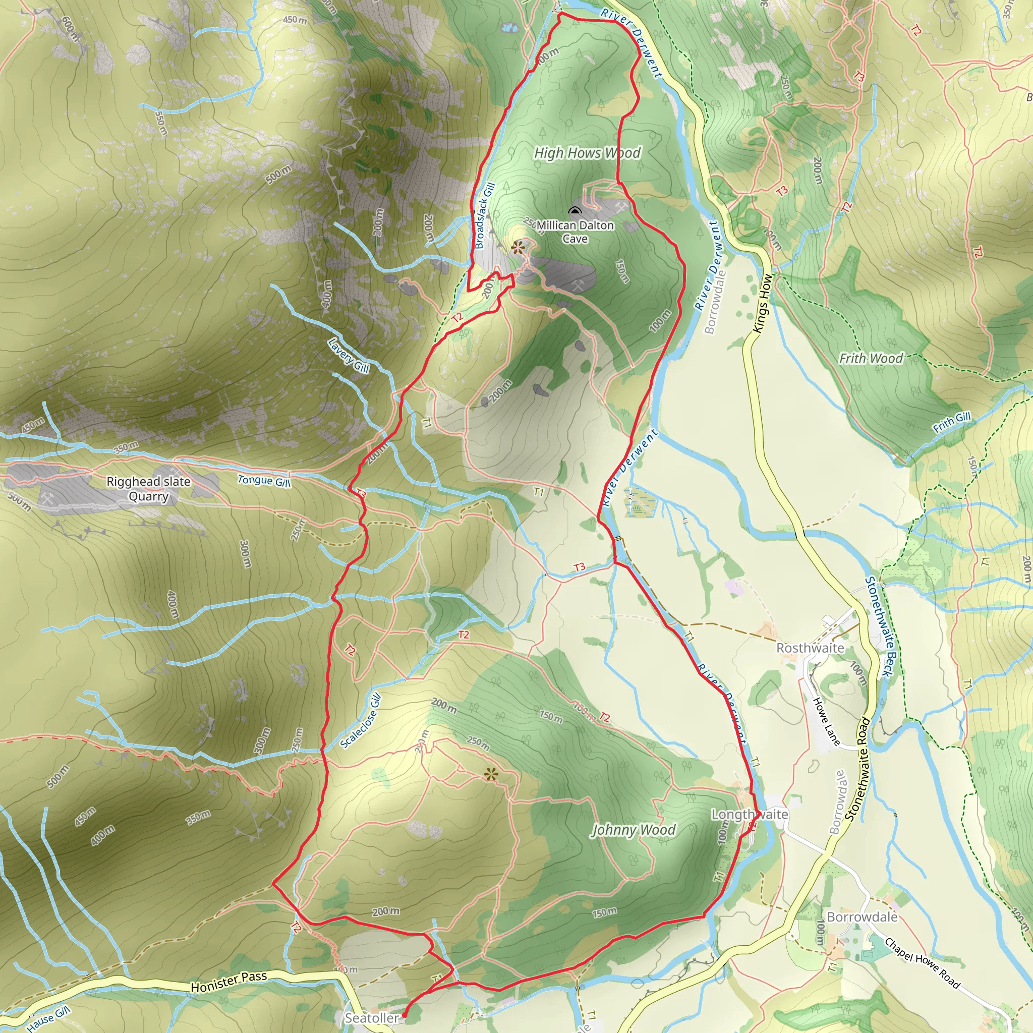 Castle Crag from Seatoller - The Scenic Route mobile static map
