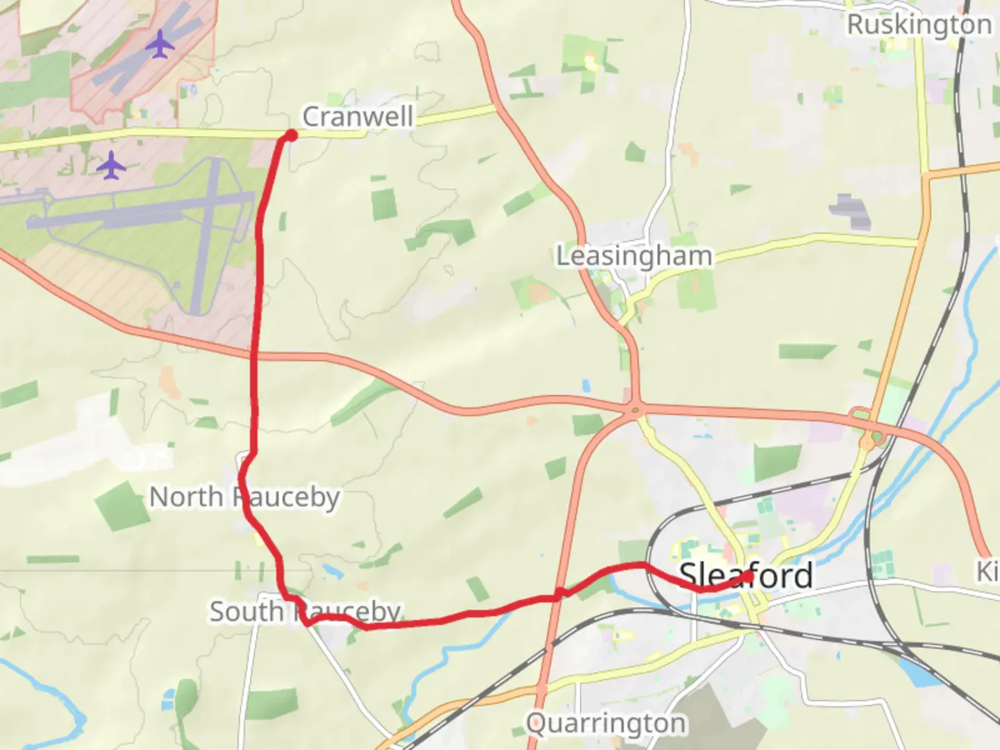 An image depicting the trail Sleaford to Cranwell Walk and its surrounding area.