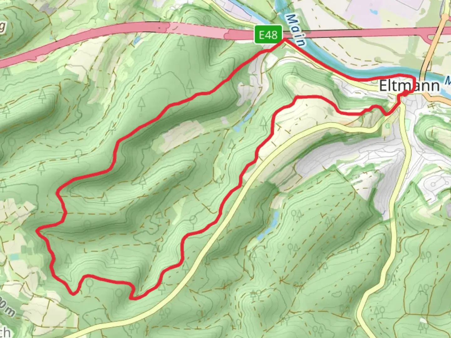 An image depicting the trail Eltmann and Lauftour ELT and its surrounding area.