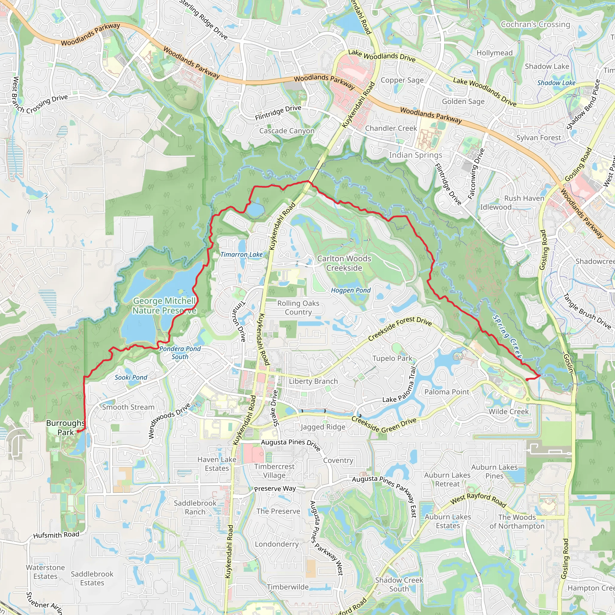 Spring Creek Nature Trail - Burroughs Park mobile static map