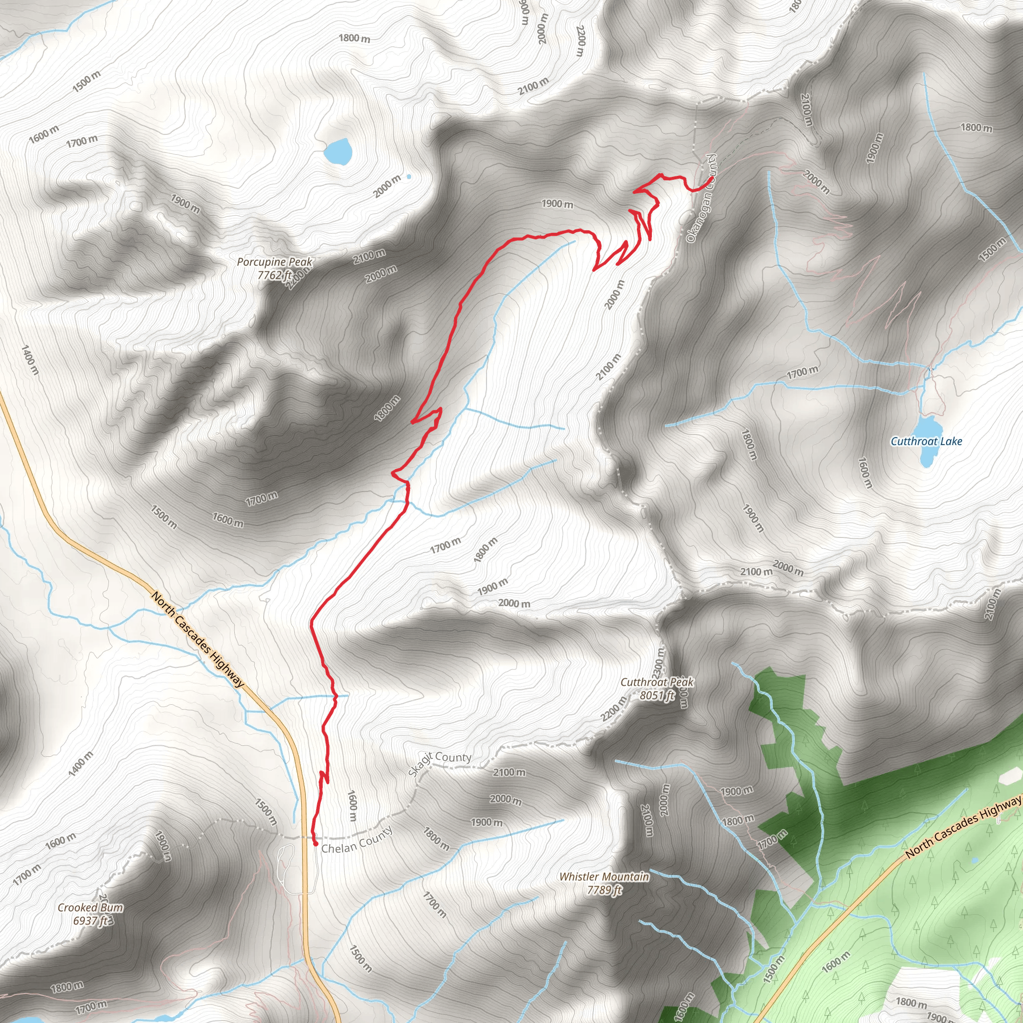 Cutthroat Pass via Pacific Crest Trail mobile static map