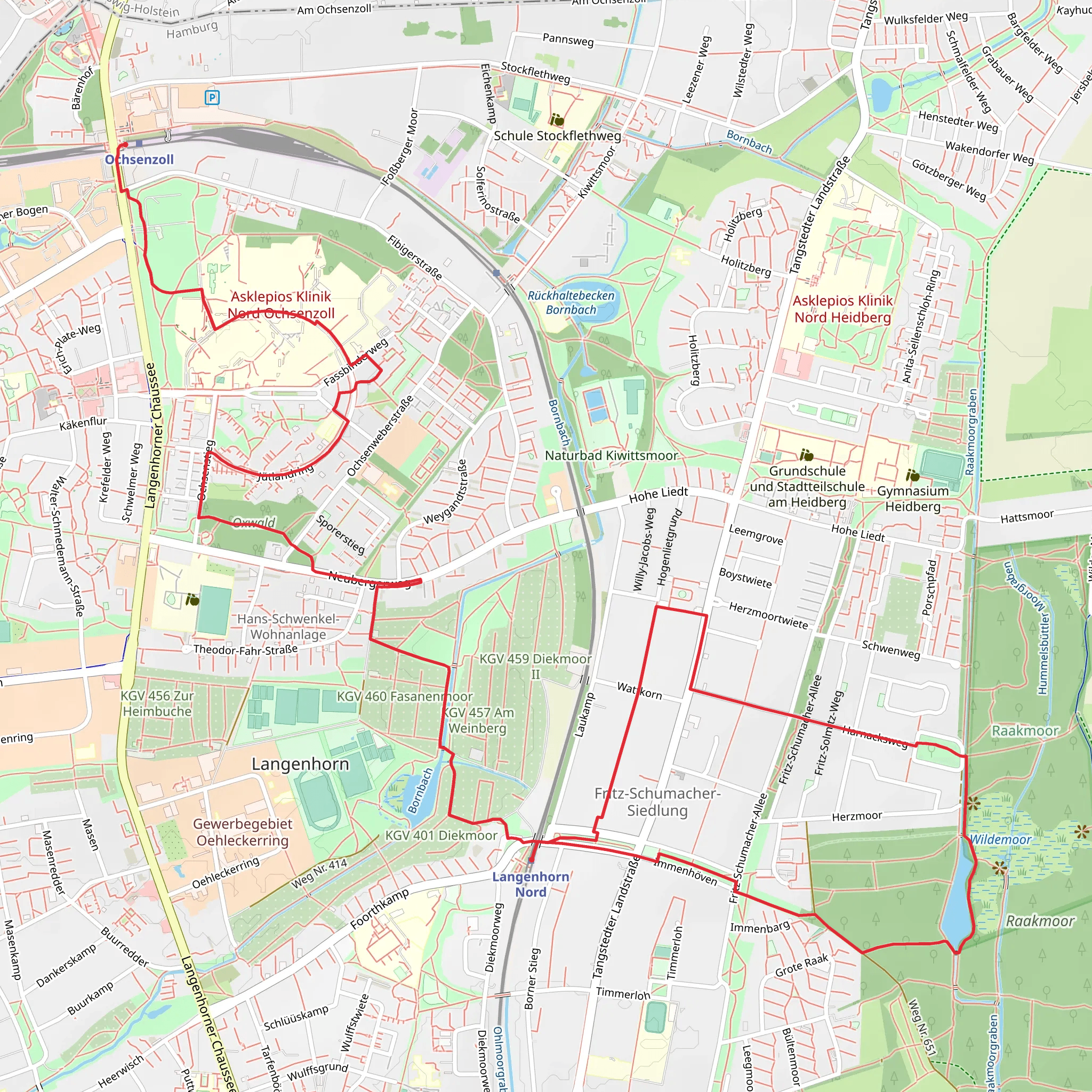 Langenhorn and Horriateich Walk mobile static map