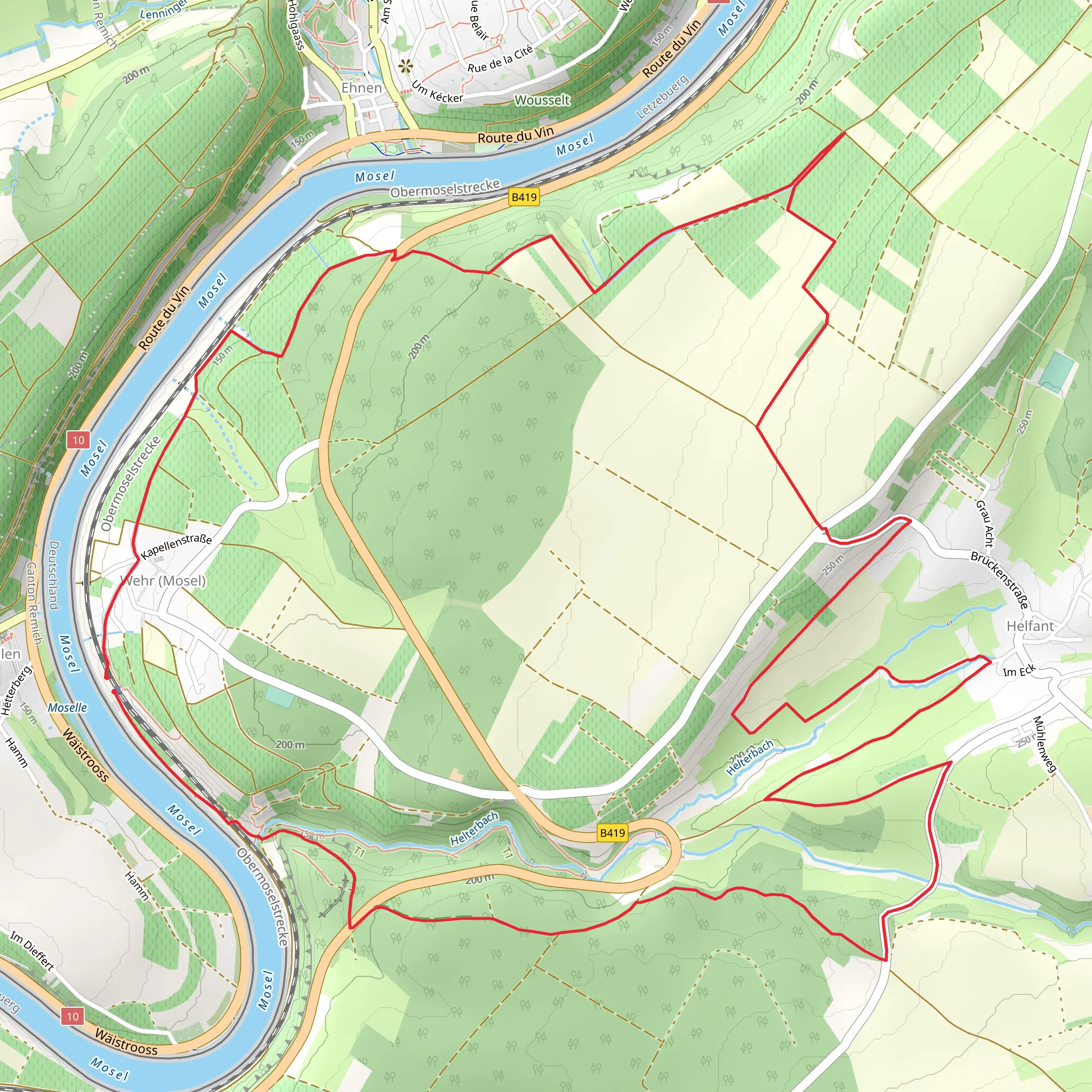 Wehr Loop via Brastwald and Helfantermuhle mobile static map