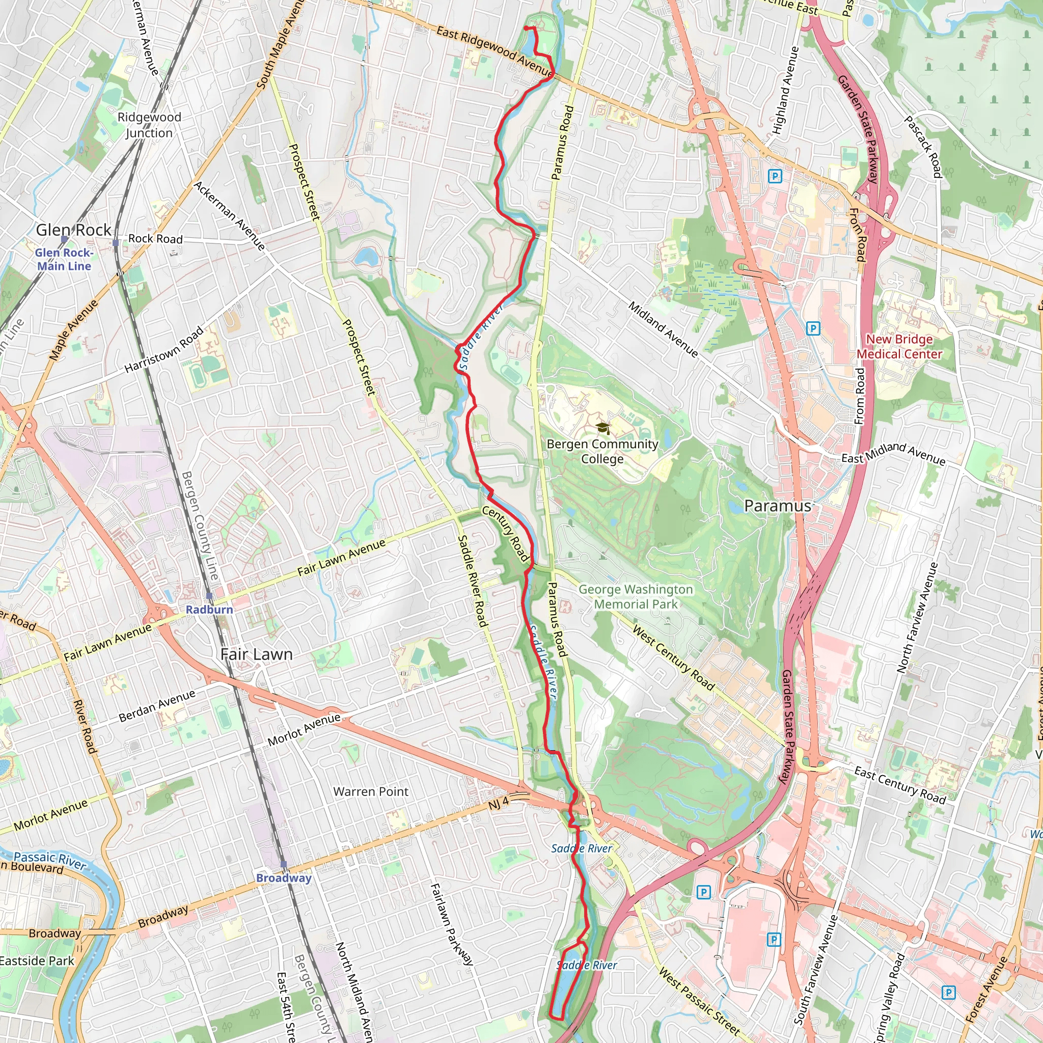Wild Duck Pond and Saddle River Pathway mobile static map