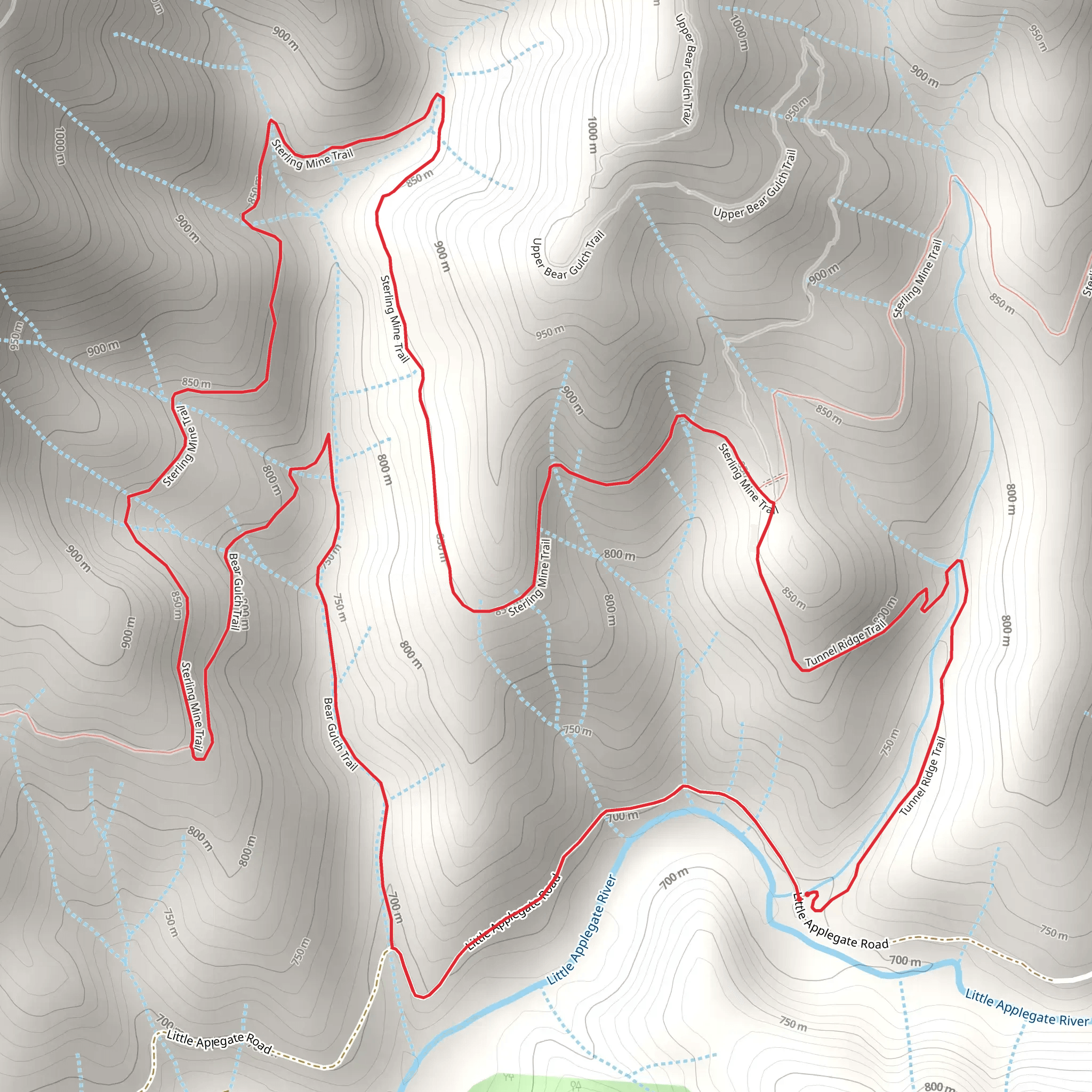 Little Applegate Road, Bear Gulch and Sterling Mine Loop Trail mobile static map