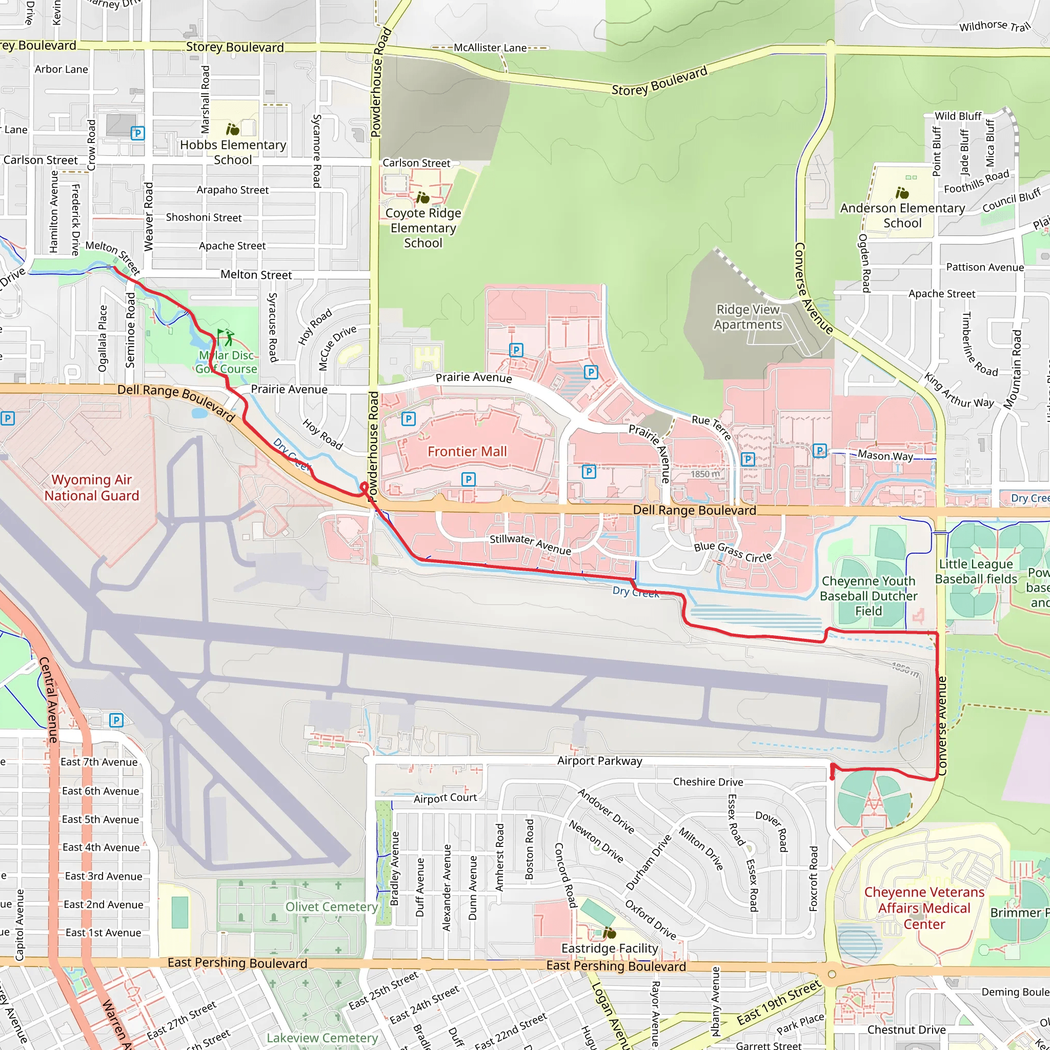 Smalley Park via Dry Creek Greenway mobile static map