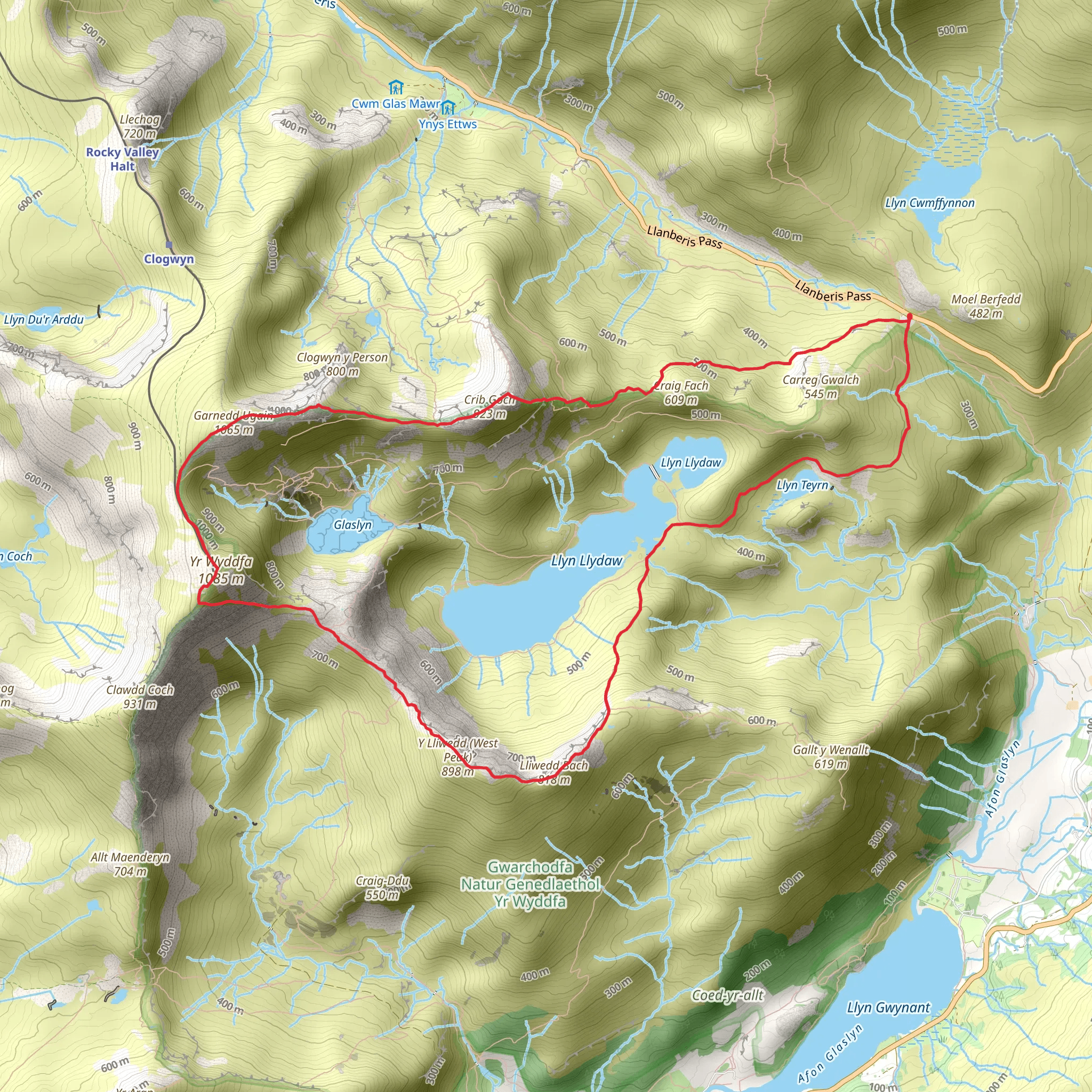 Snowdon Horseshoe (Crib Goch Scramble) mobile static map