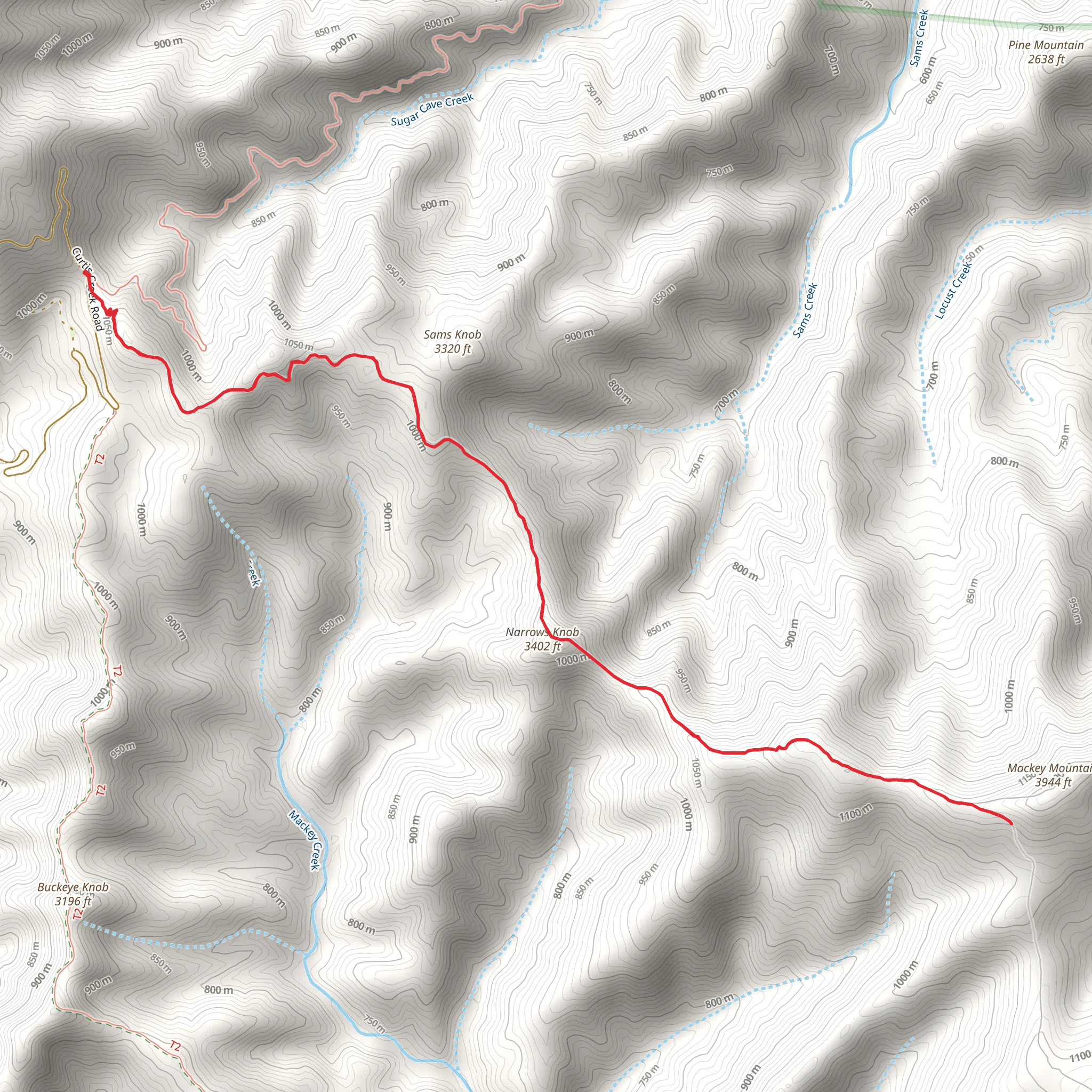Mackey Mountain and Narrows Knob Trail mobile static map