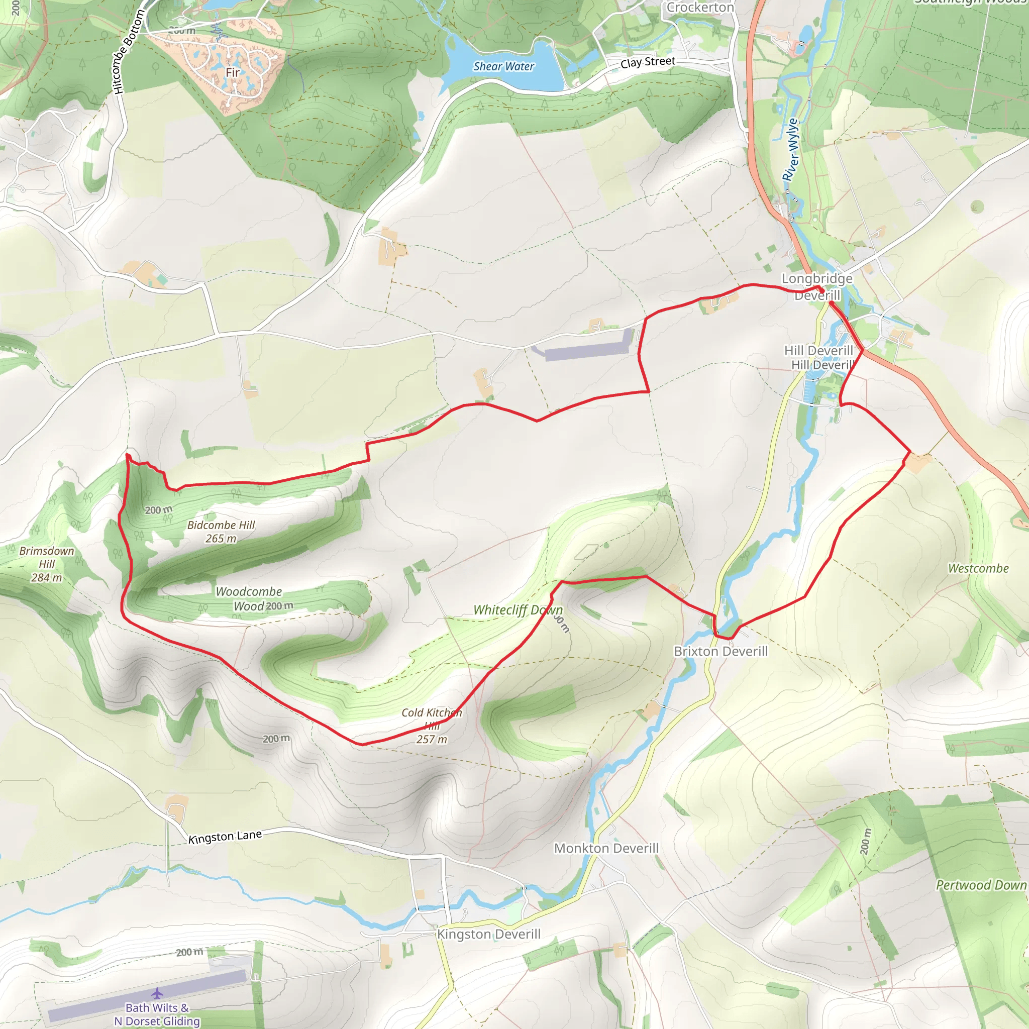 Cold Kitchen Hill from Longbridge Deverill mobile static map