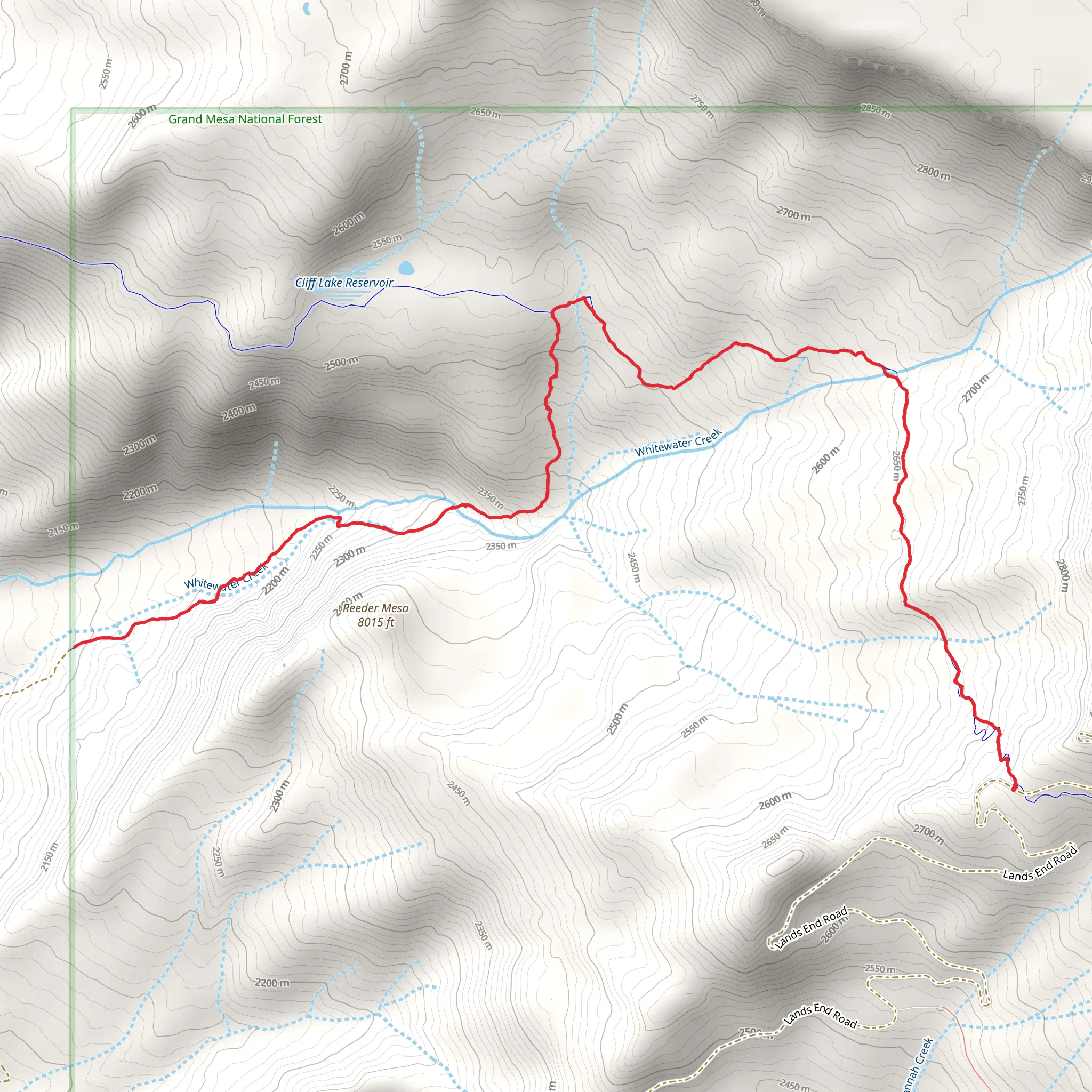 Whitewater Basin Trail mobile static map