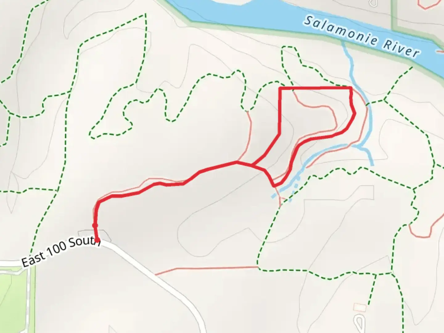 An image depicting the trail Salamonie River Southside Loop and its surrounding area.