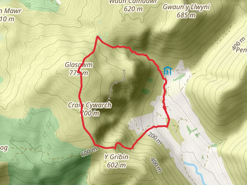 Glasgwm from Cwm Cywarch mobile static map