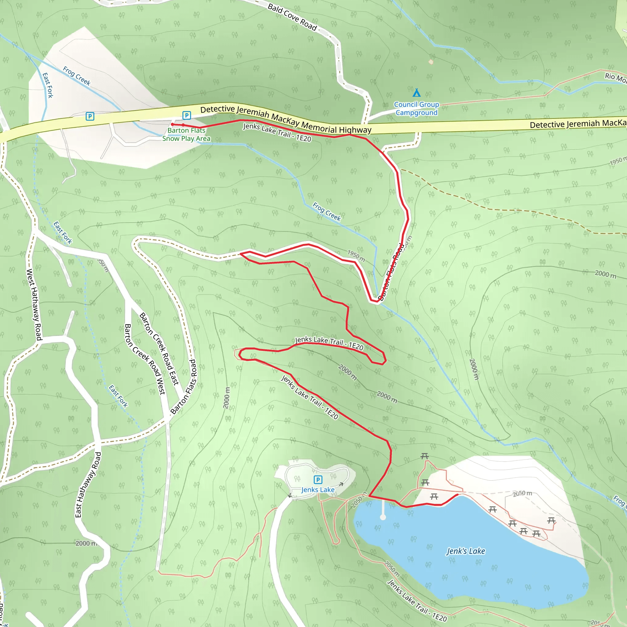 Jenks Lake Trail mobile static map