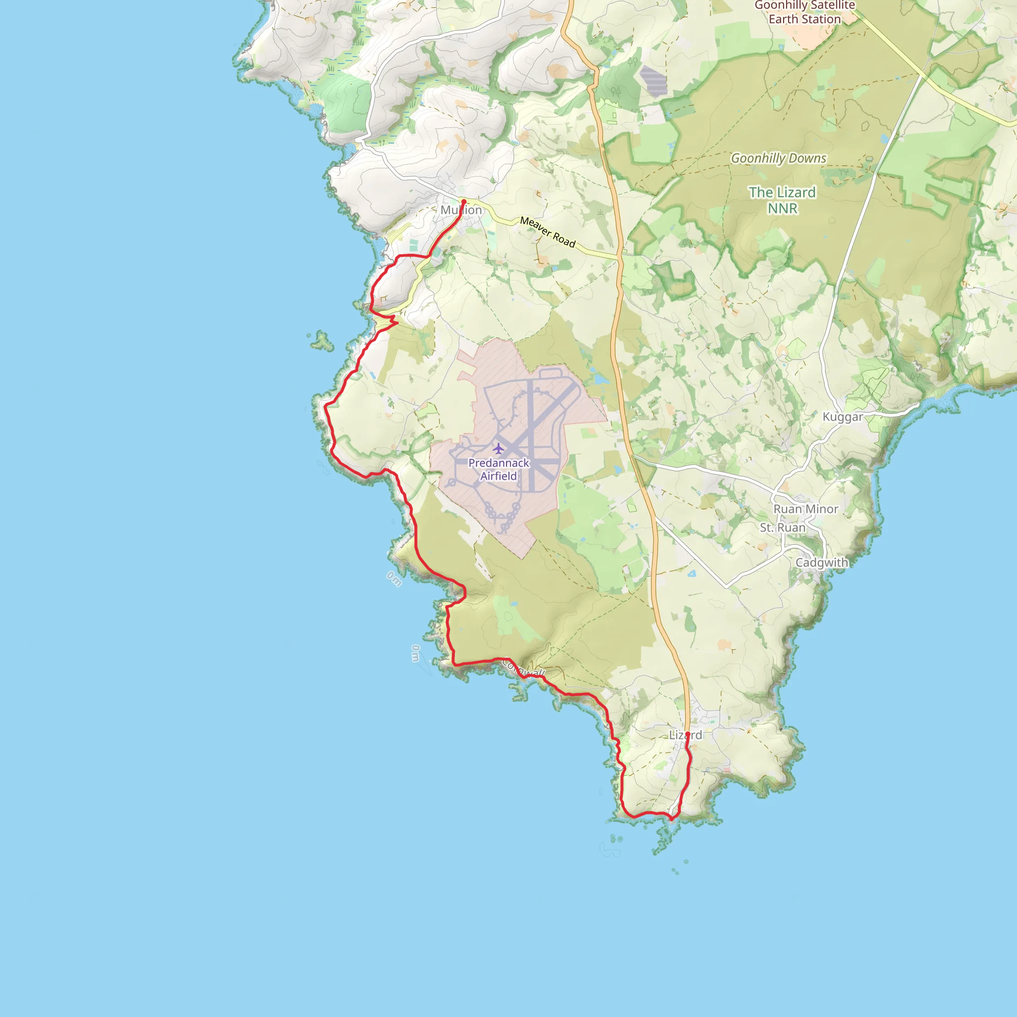 Mullion Cove, Higher Predannack Cliff, Kynance Cliff and Lizard Point Walk mobile static map