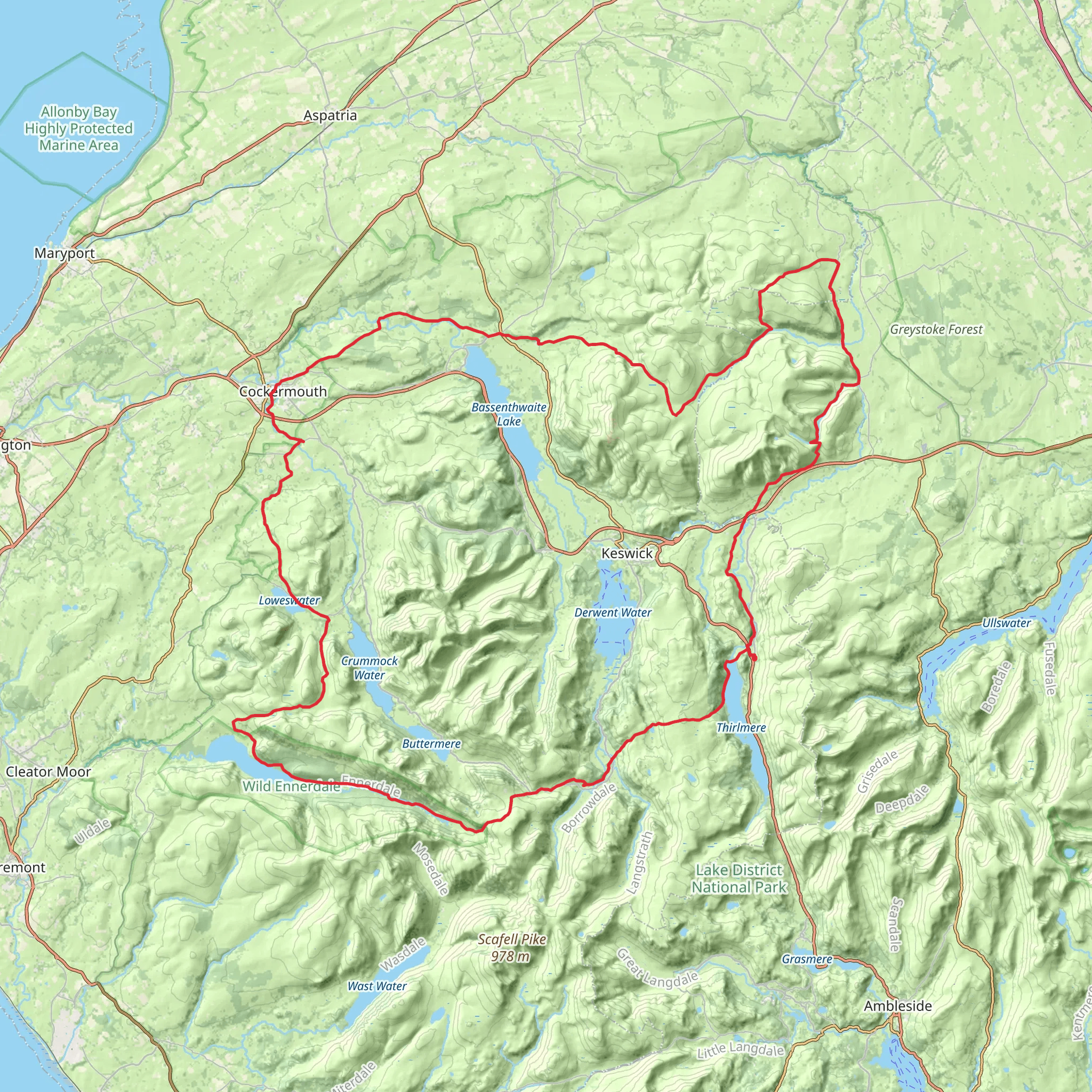 Youth Hostels Walk from Thirlmere mobile static map