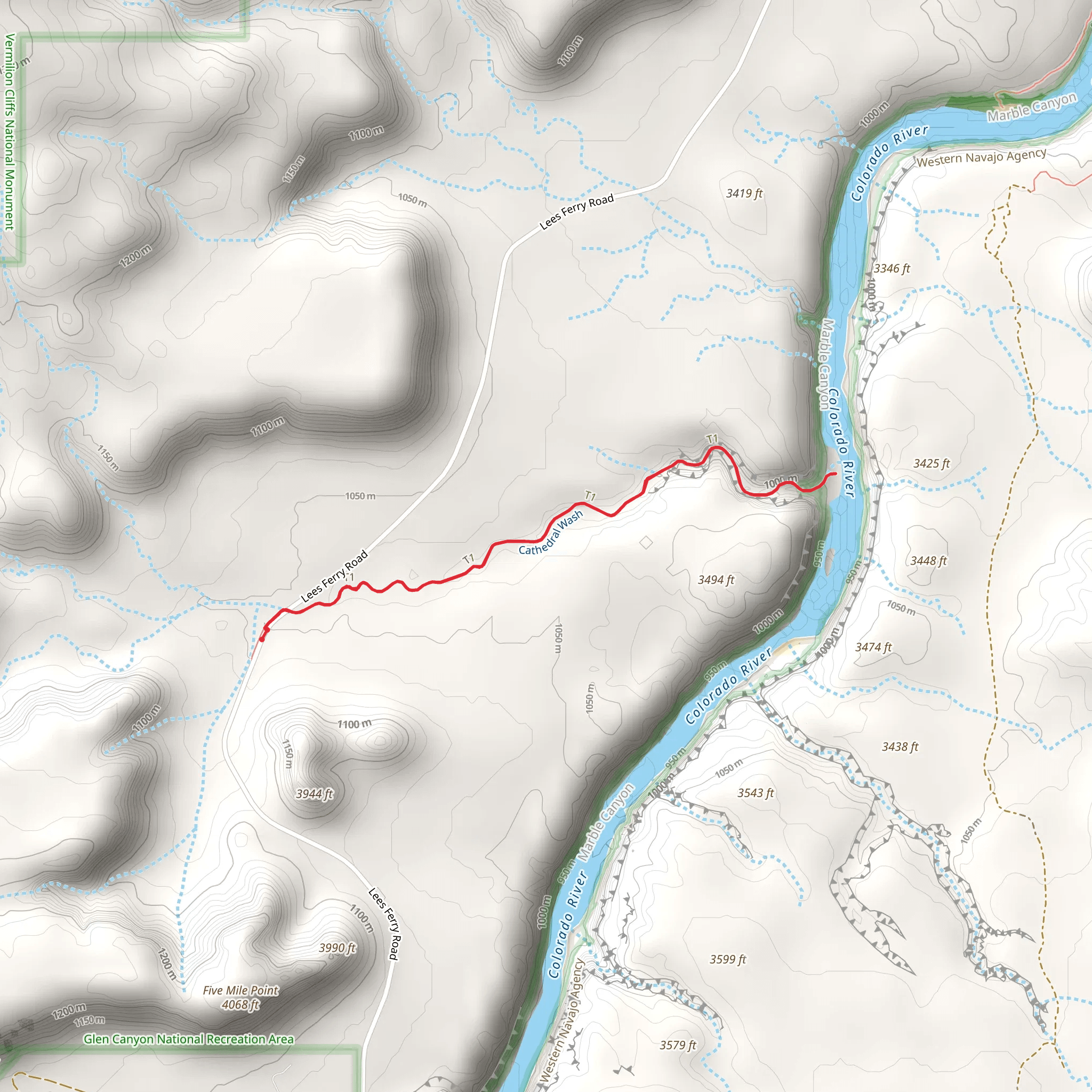 Cathedral Wash mobile static map