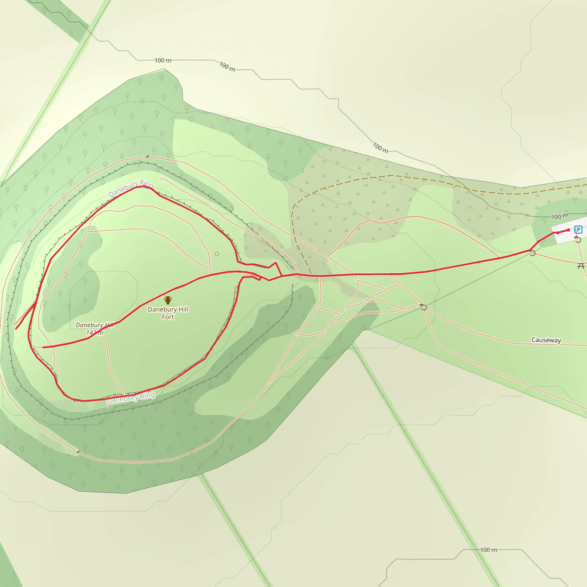 Danebury Hill Fort Loop mobile static map