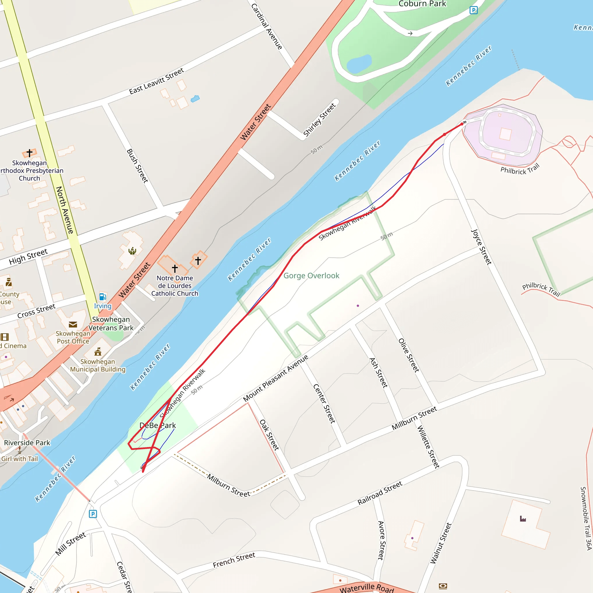 Skowhegan Riverwalk mobile static map