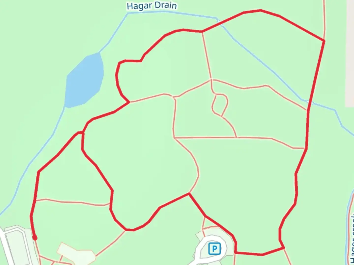 An image depicting the trail Hagar Drain Loop and its surrounding area.