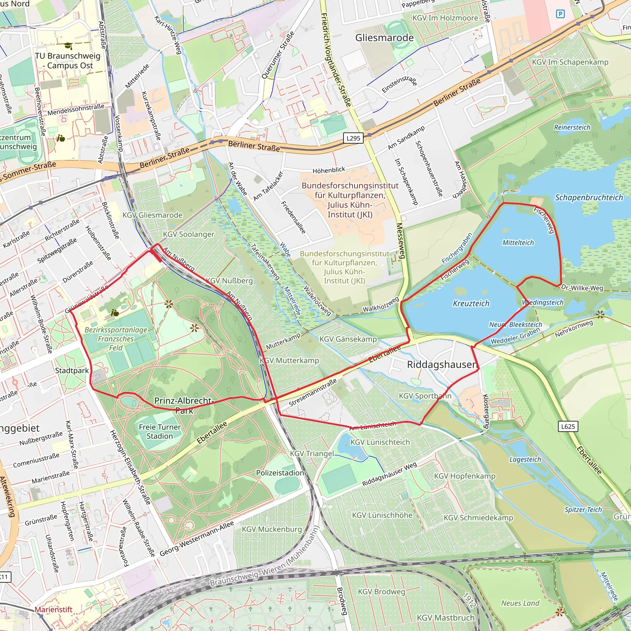 Prinz-Albrecht-Park, Kreuzteich and Mittelteich Loop mobile static map
