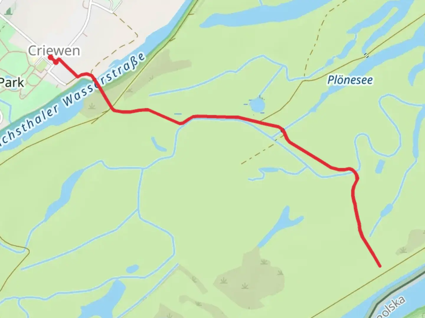 An image depicting the trail Uferwanderweg Unteres Odertal and its surrounding area.