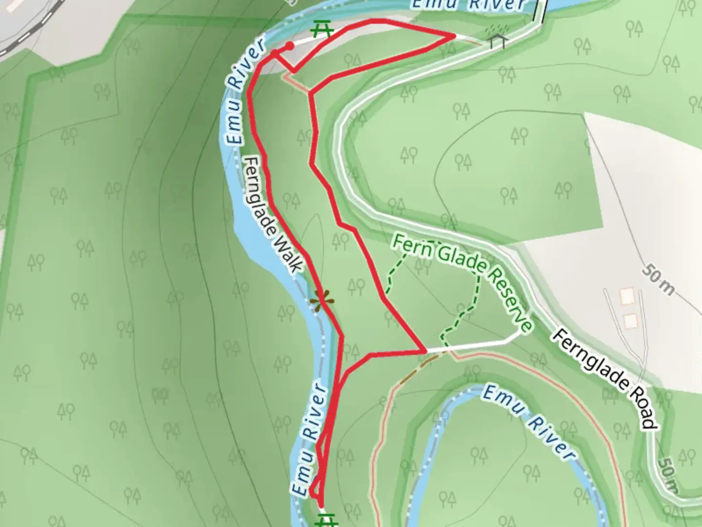 An image depicting the trail Fern Glade Walk and its surrounding area.