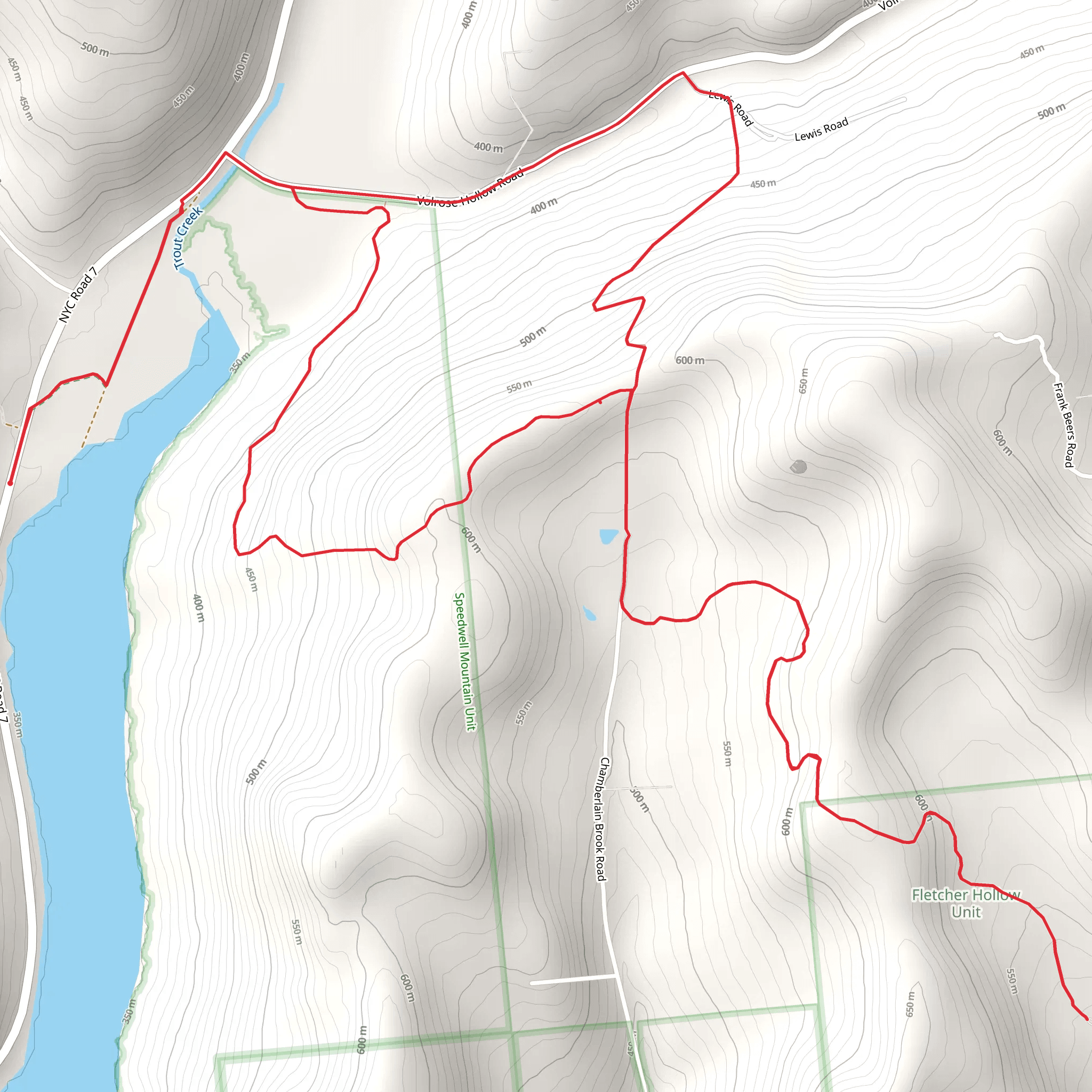 Trout Creek East Loop Trail from NYC Road 7 mobile static map