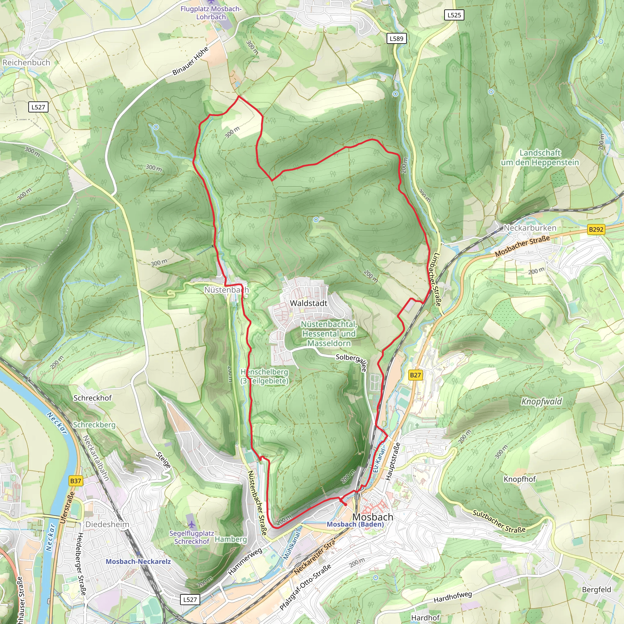 Hasbach Weg and Oberer Faerbersaeckerweg mobile static map