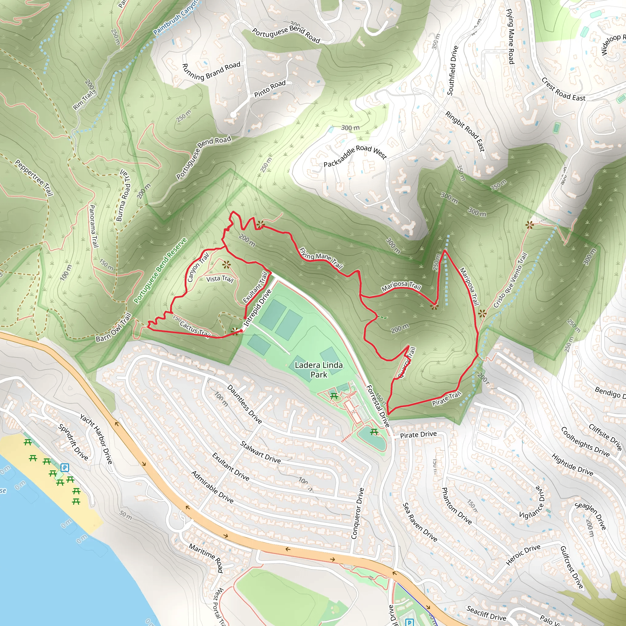Flying Mane Trail, Mariposa Trail and Quarry Loop Trail mobile static map