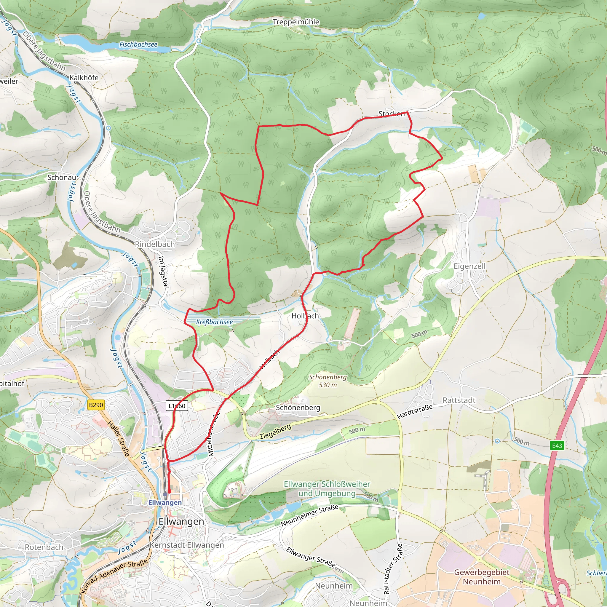 Kressbachsee via Jagststeig mobile static map