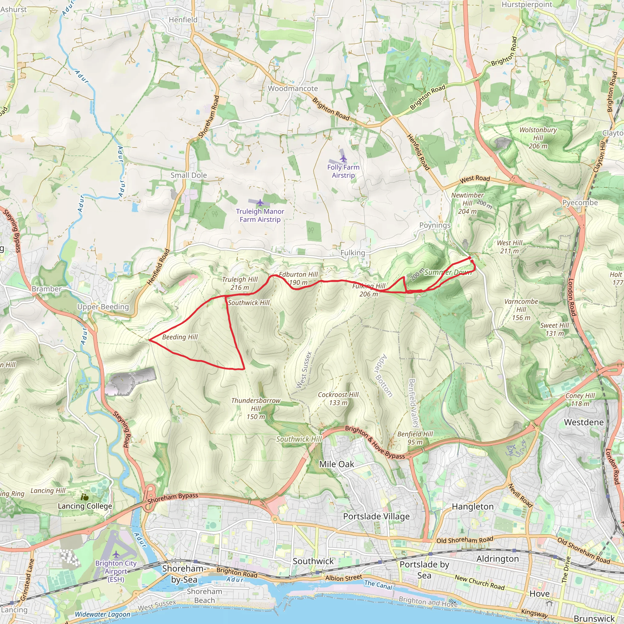 Edburton Hill and Devil's Dyke from Saddlescombe mobile static map