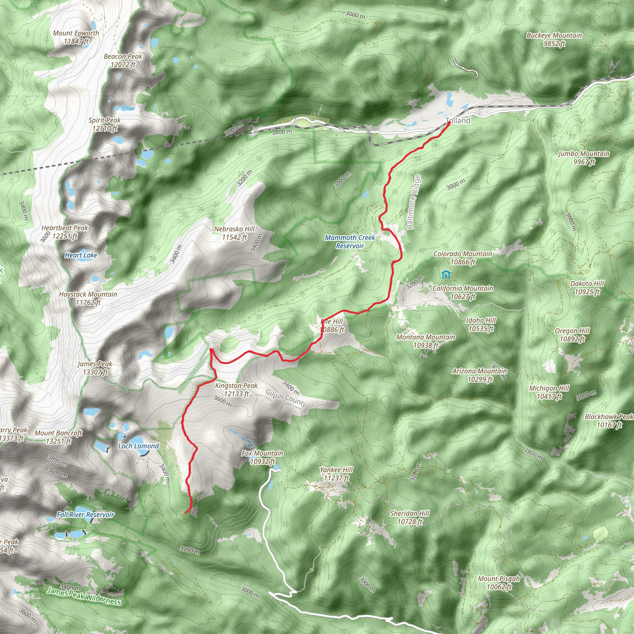 Mammoth Gulch Road and Kingston Peak Road mobile static map