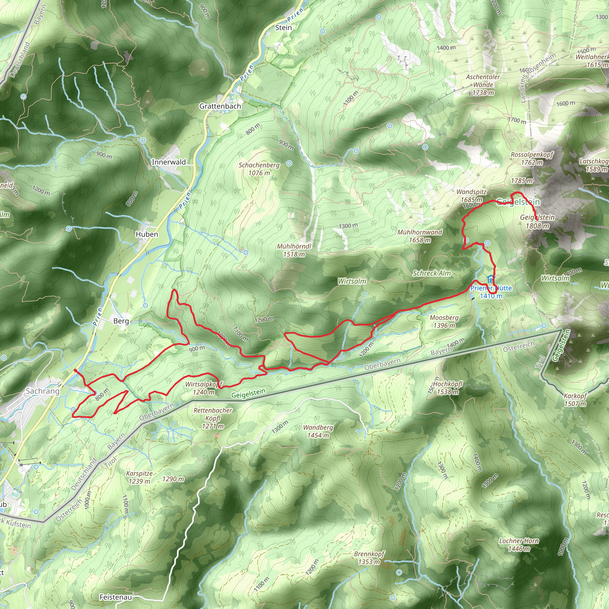 Grunbodenalm, Niederkaseralm and Geigelstein Loop via Judensee mobile static map
