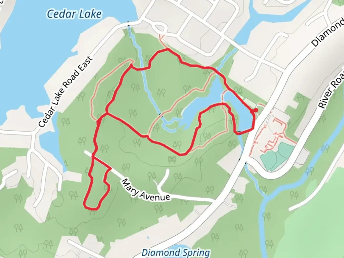 An image depicting the trail Yellow and Pond Loop Trail and its surrounding area.