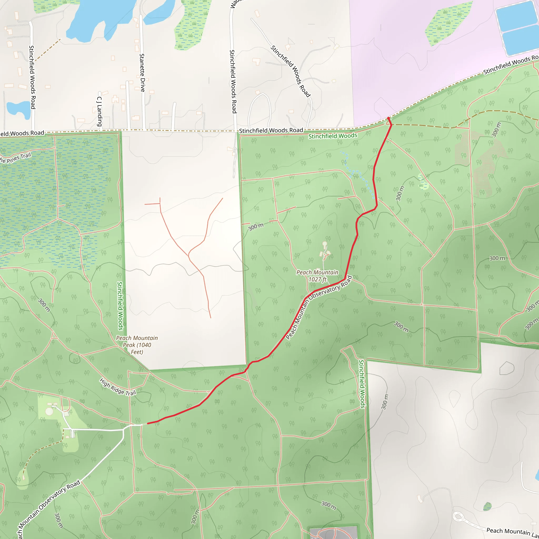 Peach Mountain Observatory Road mobile static map